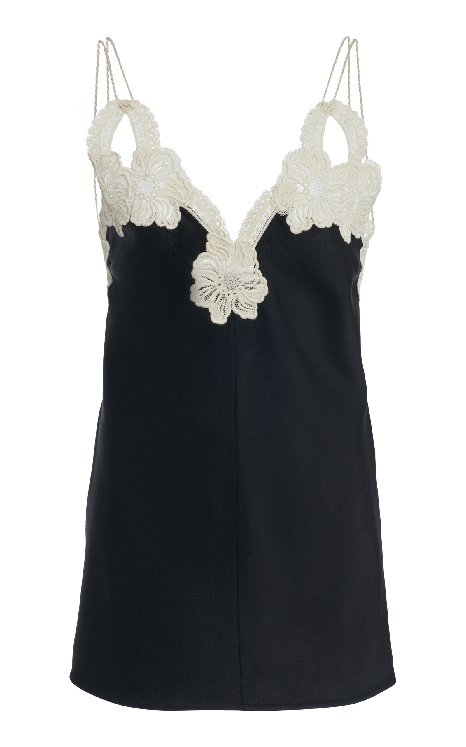 Embroidered Crepe Satin Tank Top