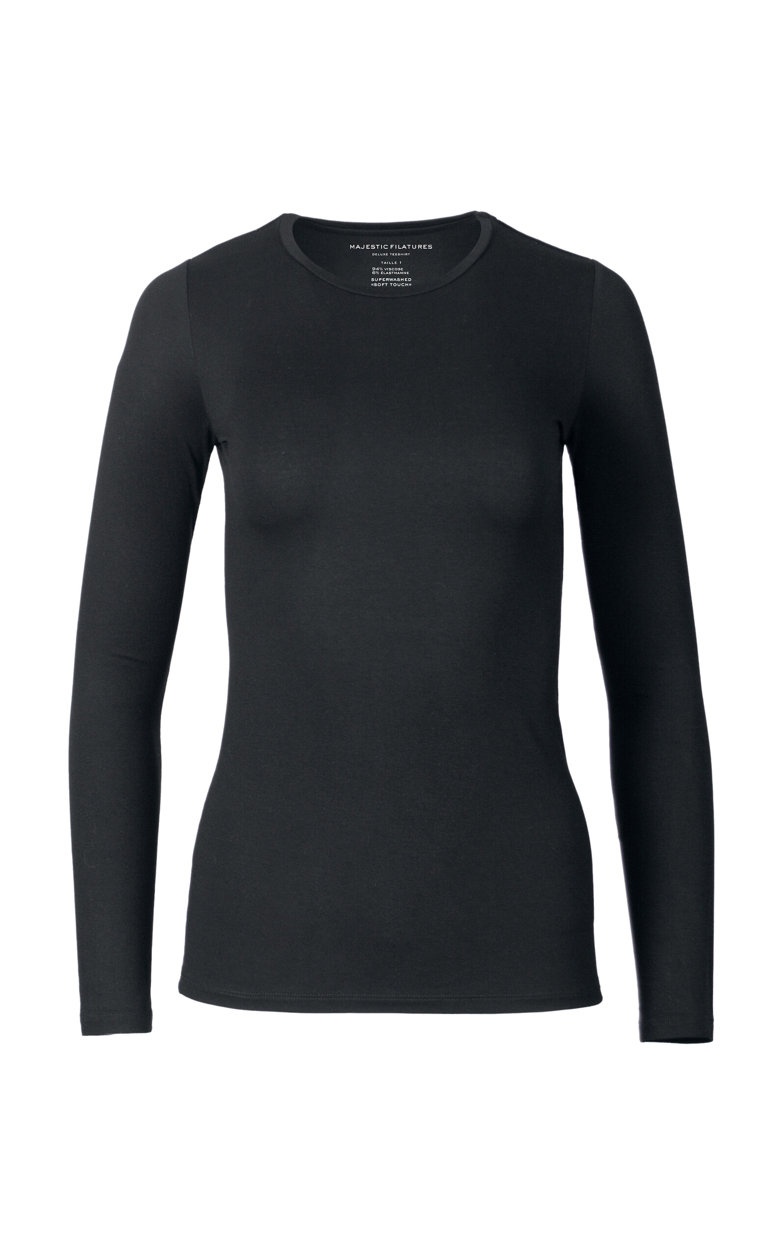 Majestic Filatures Soft Touch Long Sleeve Merrow Edge Boatneck T-shirt In Blue