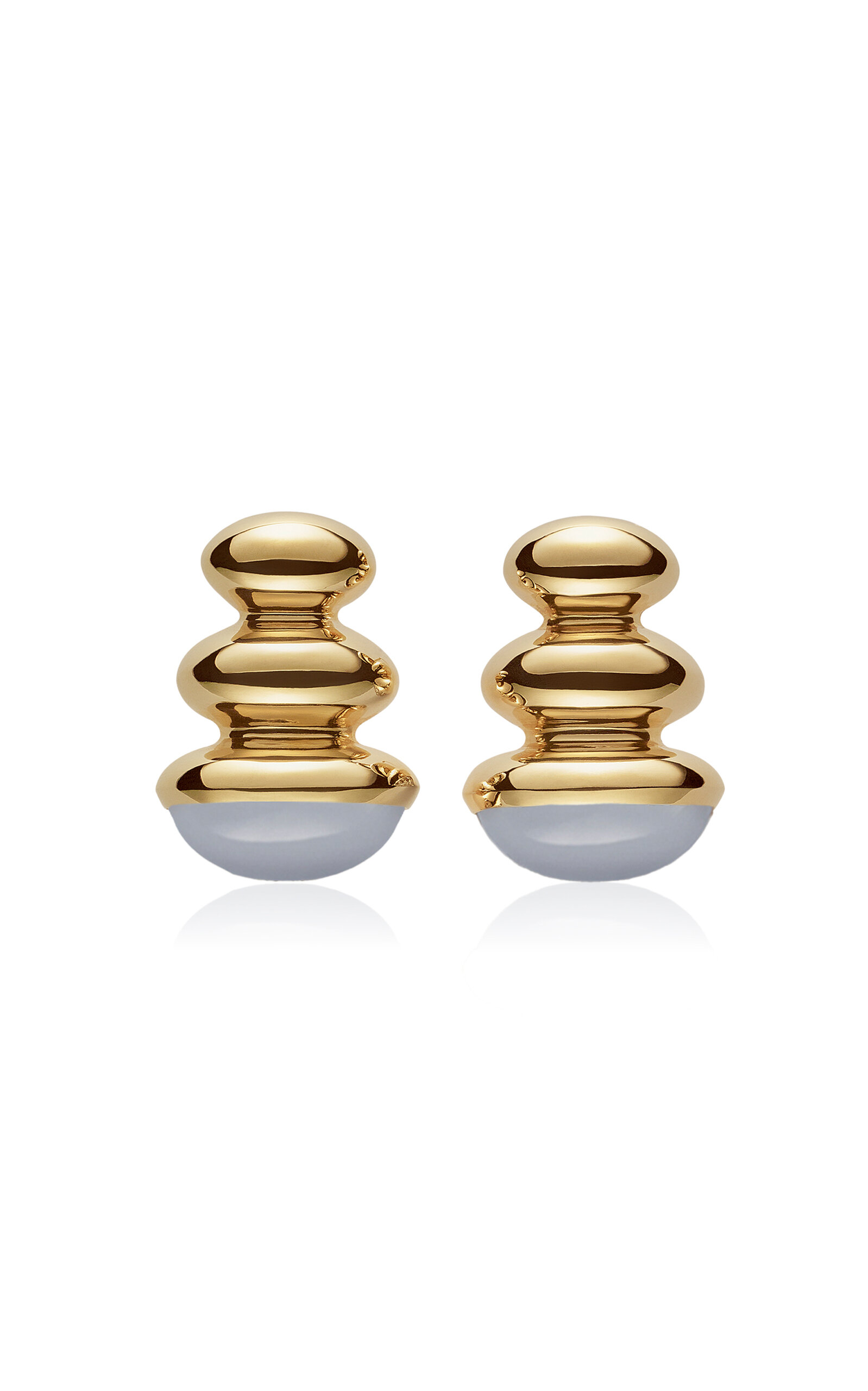 Sauer 18k Yellow Gold Constantin Earring With Chalcedony In Gold