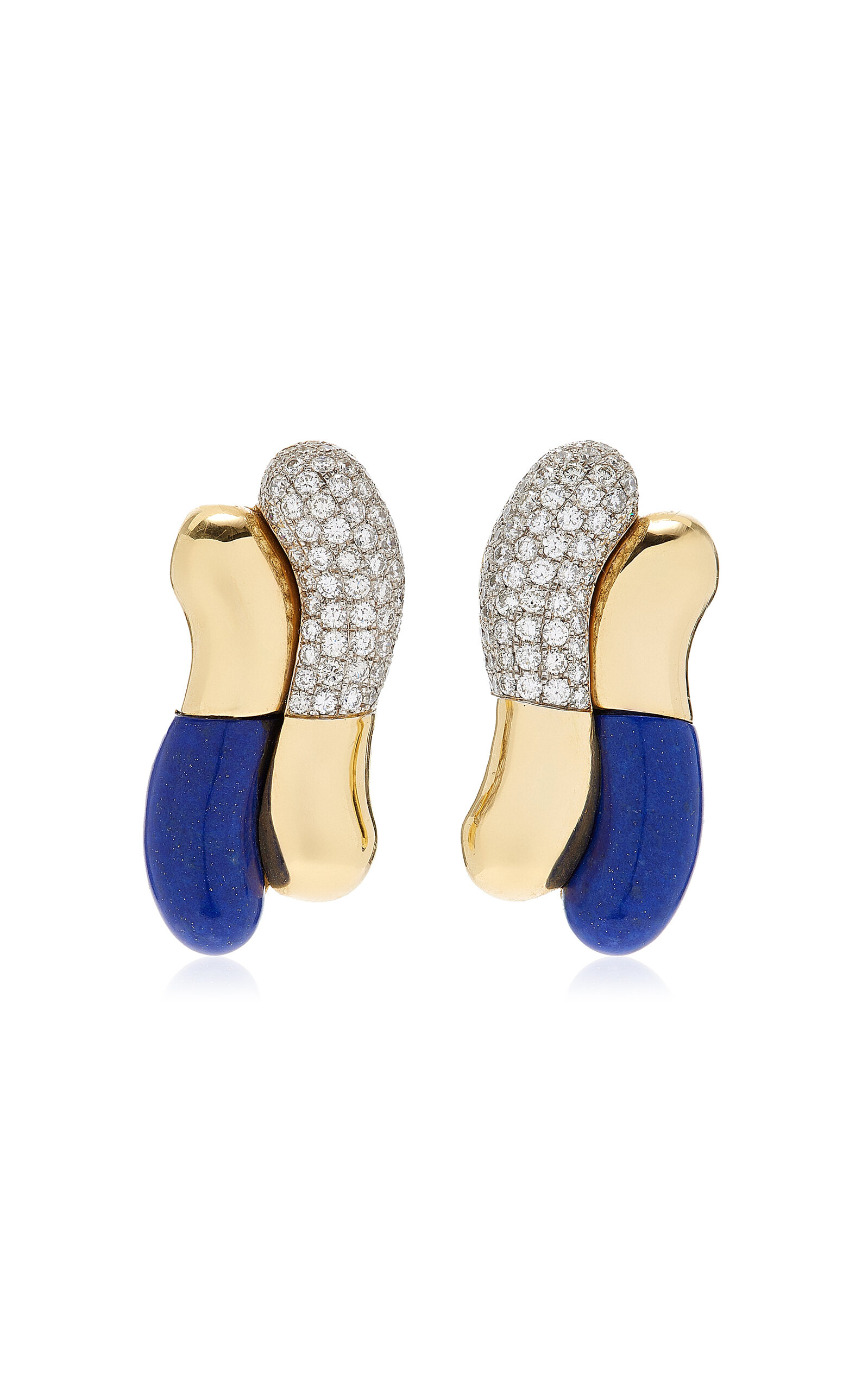 Wassily 18k Yellow Gold Lapis Lazuli And Diamond Earrings