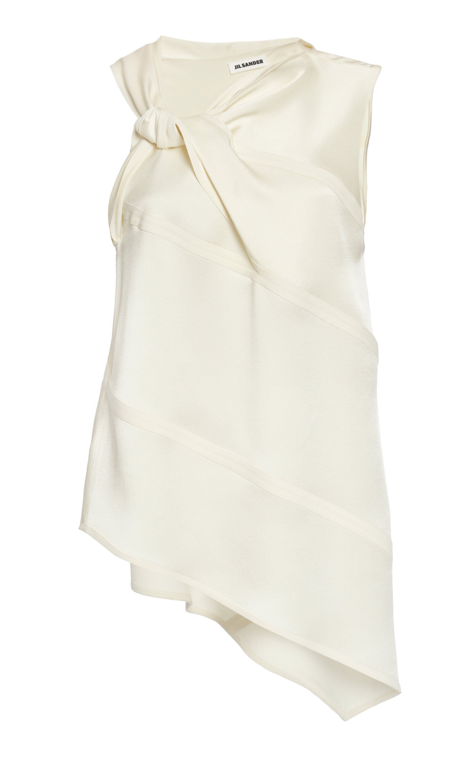 Jil Sander Asymmetric Crepe Satin Top In Neutral
