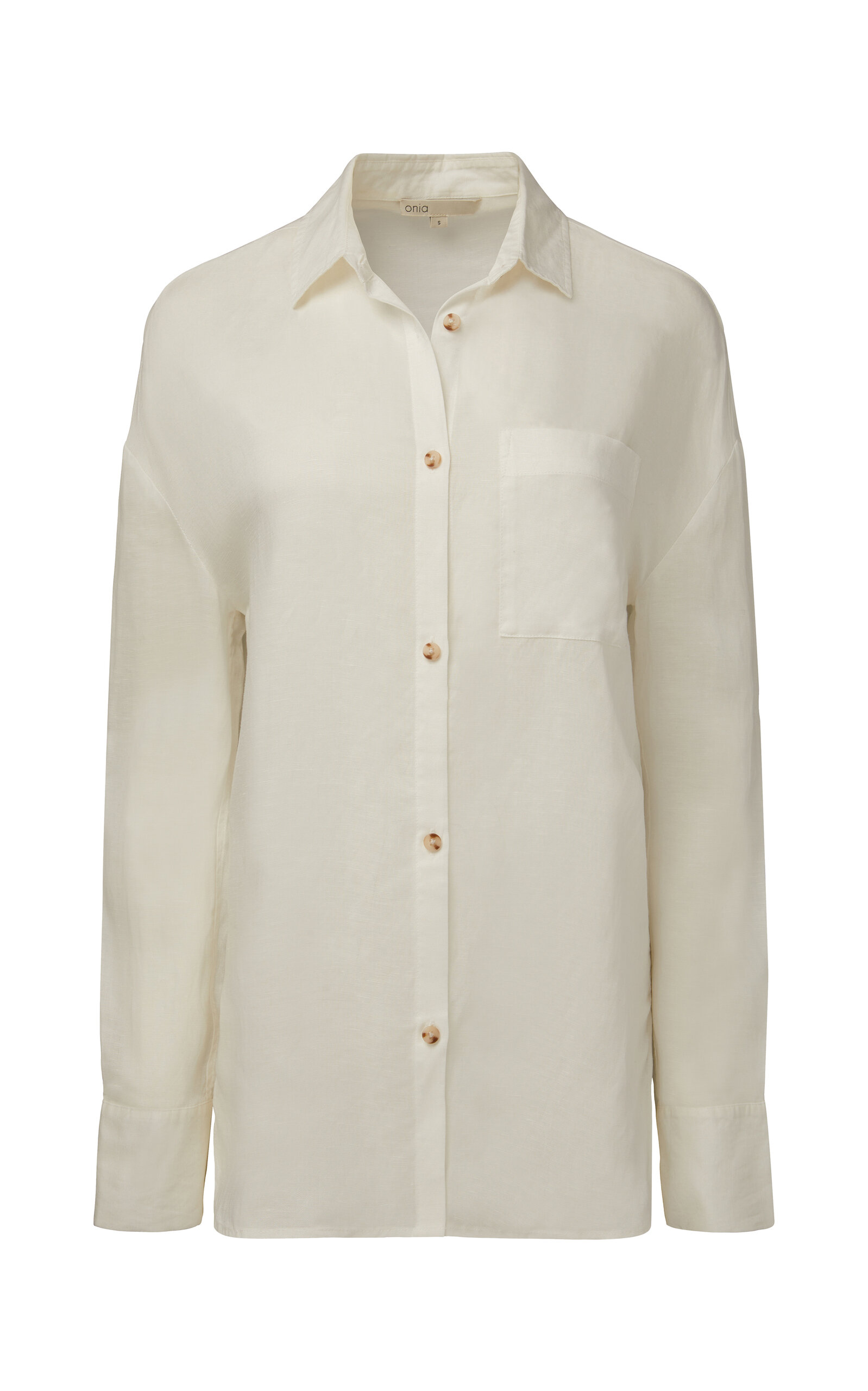 Onia Linen-Blend Boyfriend Shirt - White - XS - Women's Clothing