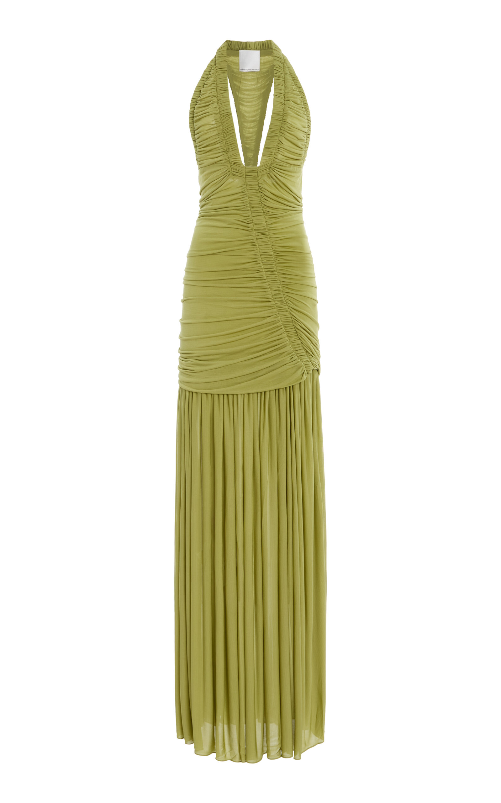 Christopher Esber Orion Ruched Gown In Green