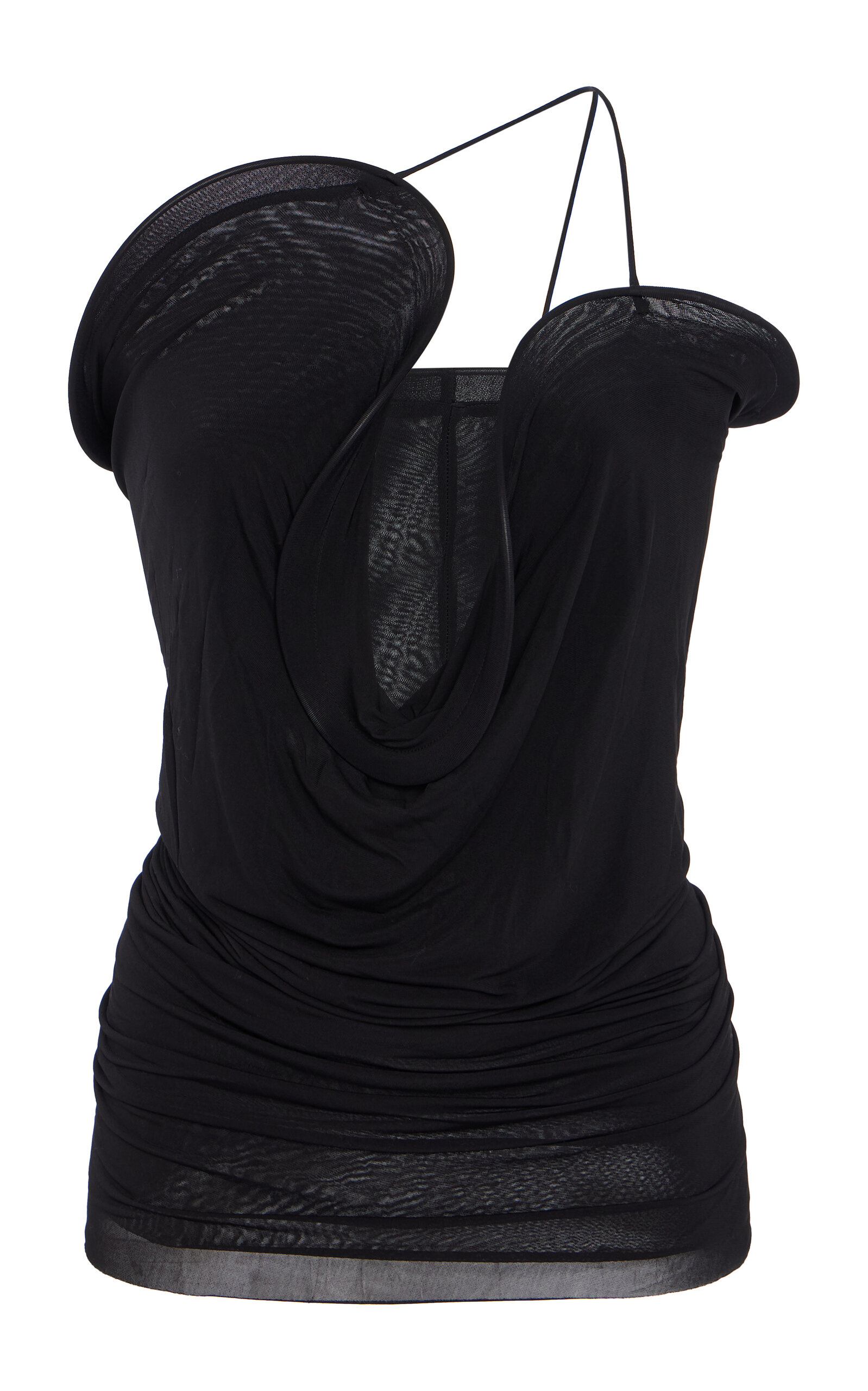 Christopher Esber Wave Coil Sculpted One-shoulder Top In Black
