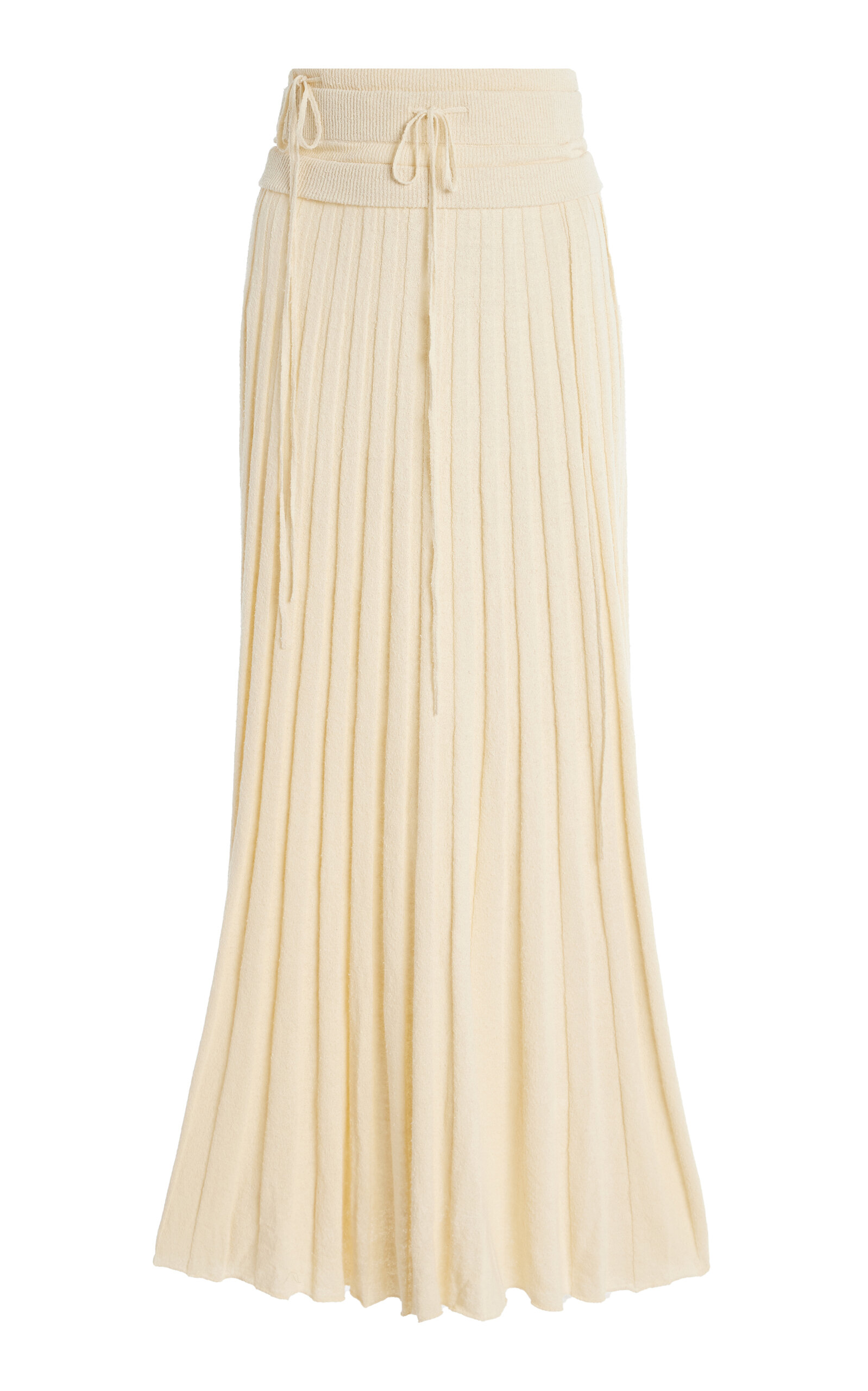 Christopher Esber Straccio Plissé Knit Maxi Skirt - Ivory - XS