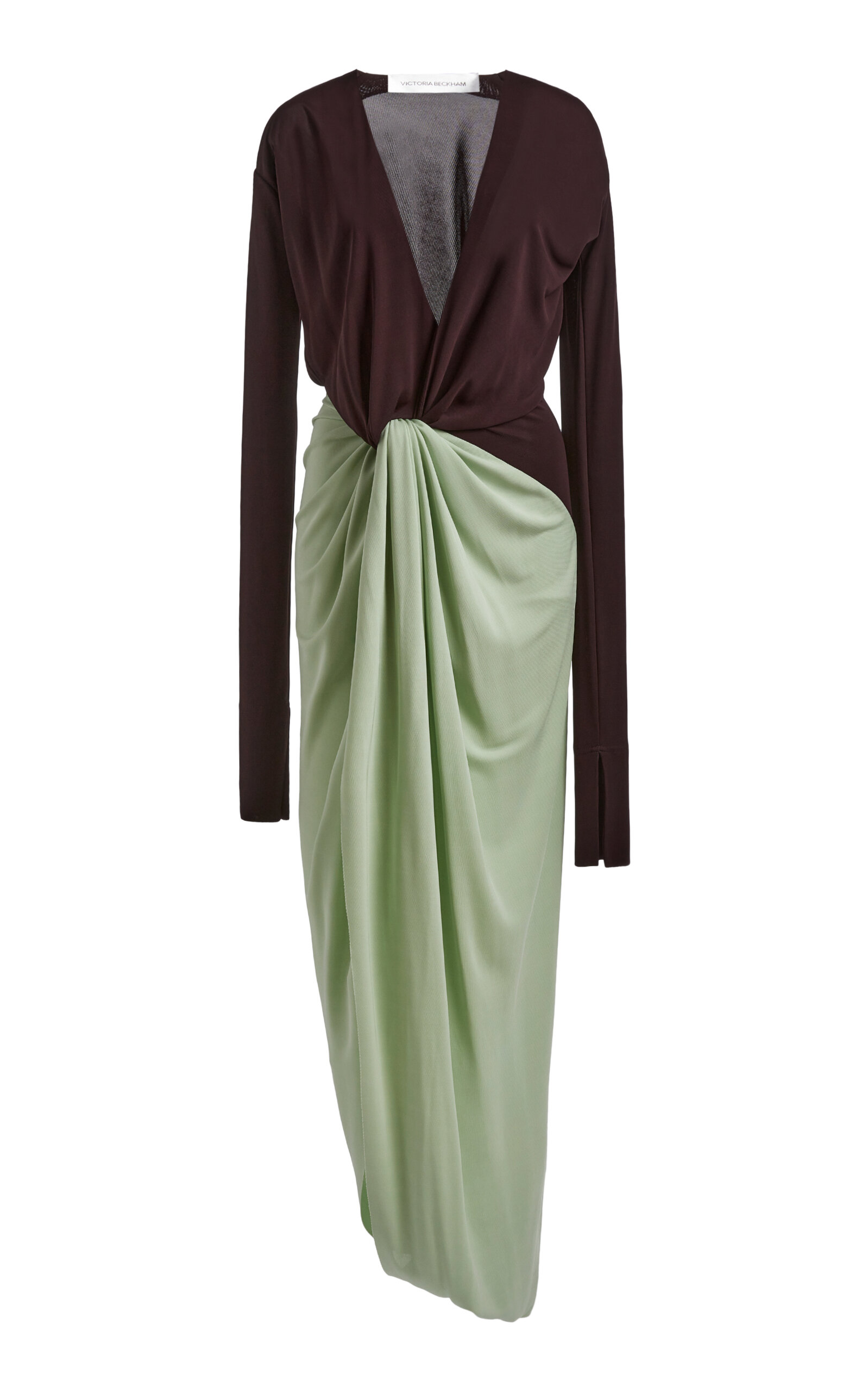 Victoria Beckham Knotted Jersey Gown - Green