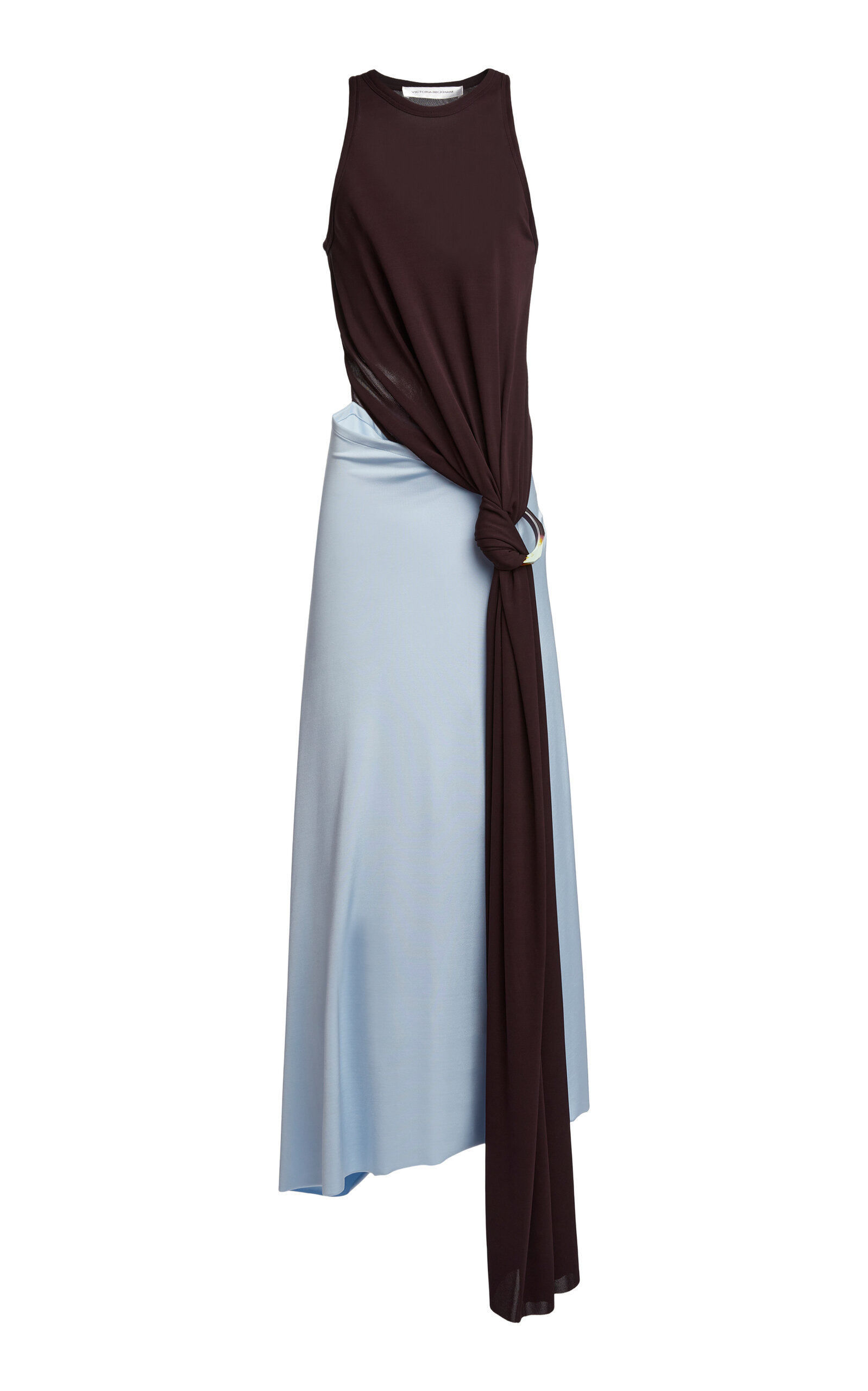 Victoria Beckham Knotted Cutout Jersey Midi Dress - Light Blue
