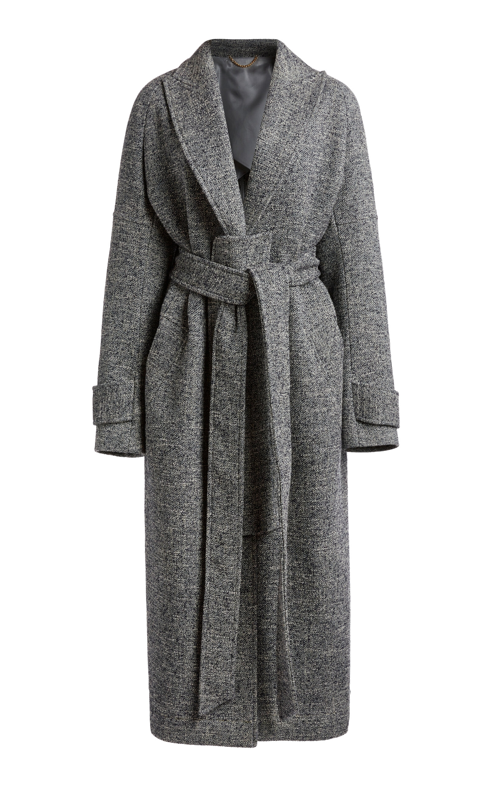Victoria Beckham Belted Cotton-blend Coat In Light Grey