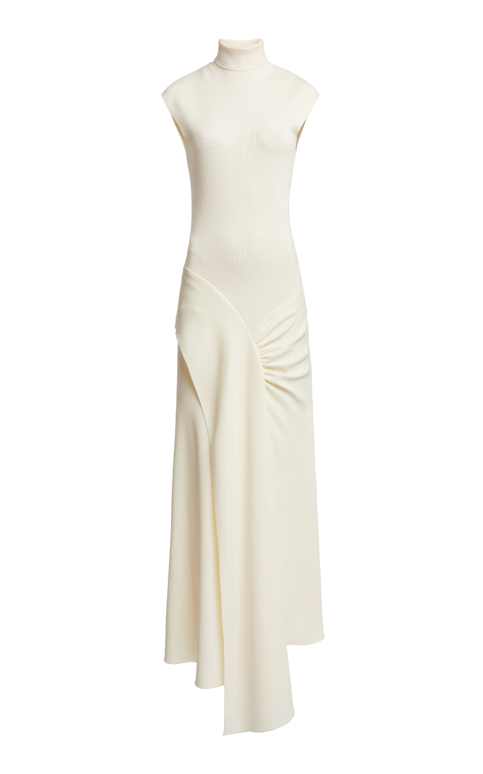 Victoria Beckham Ruched Knit Midi Dress - Off-White
