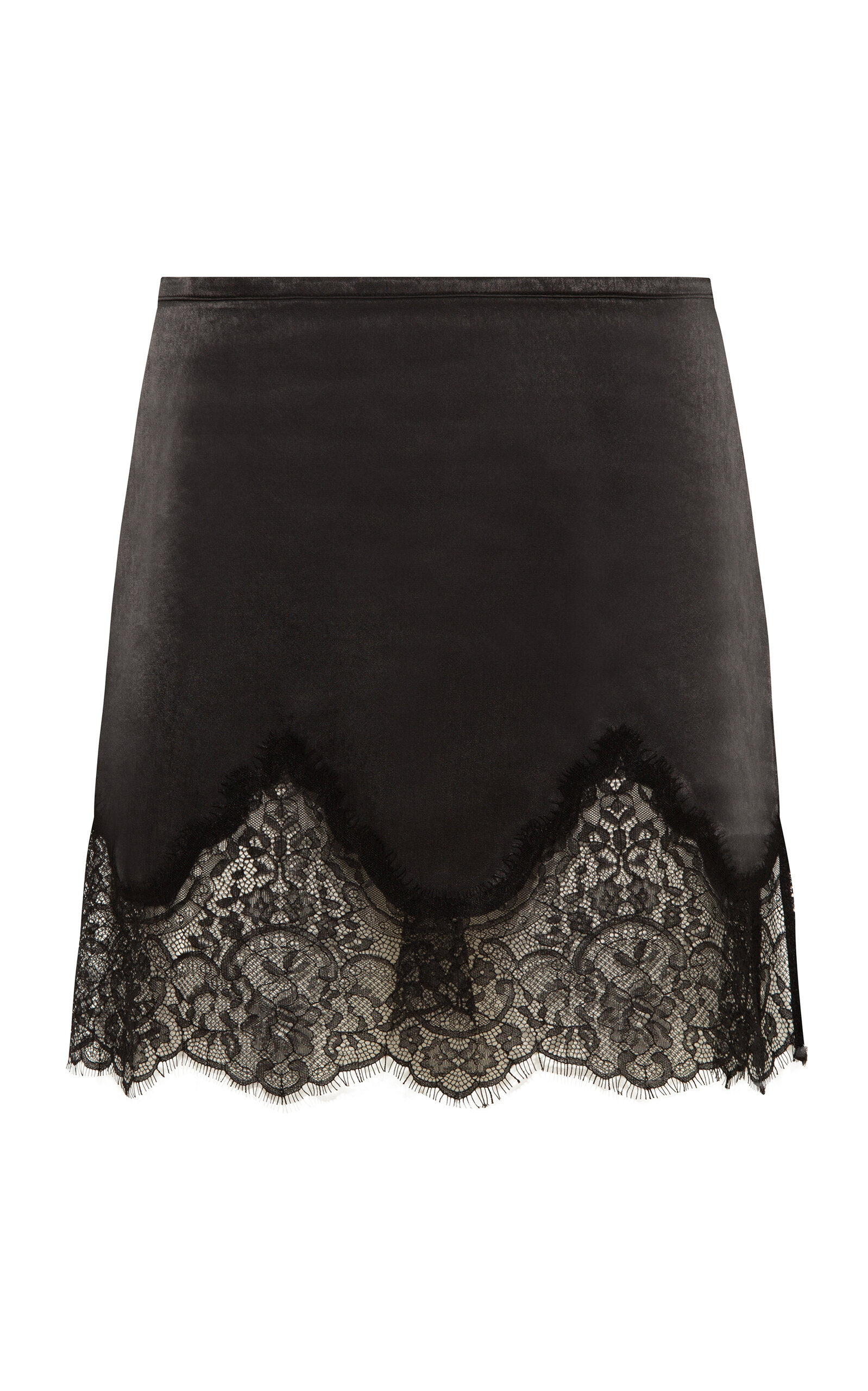 SIEDRÉS Witz Lace-Trimmed Satin Mini Skirt