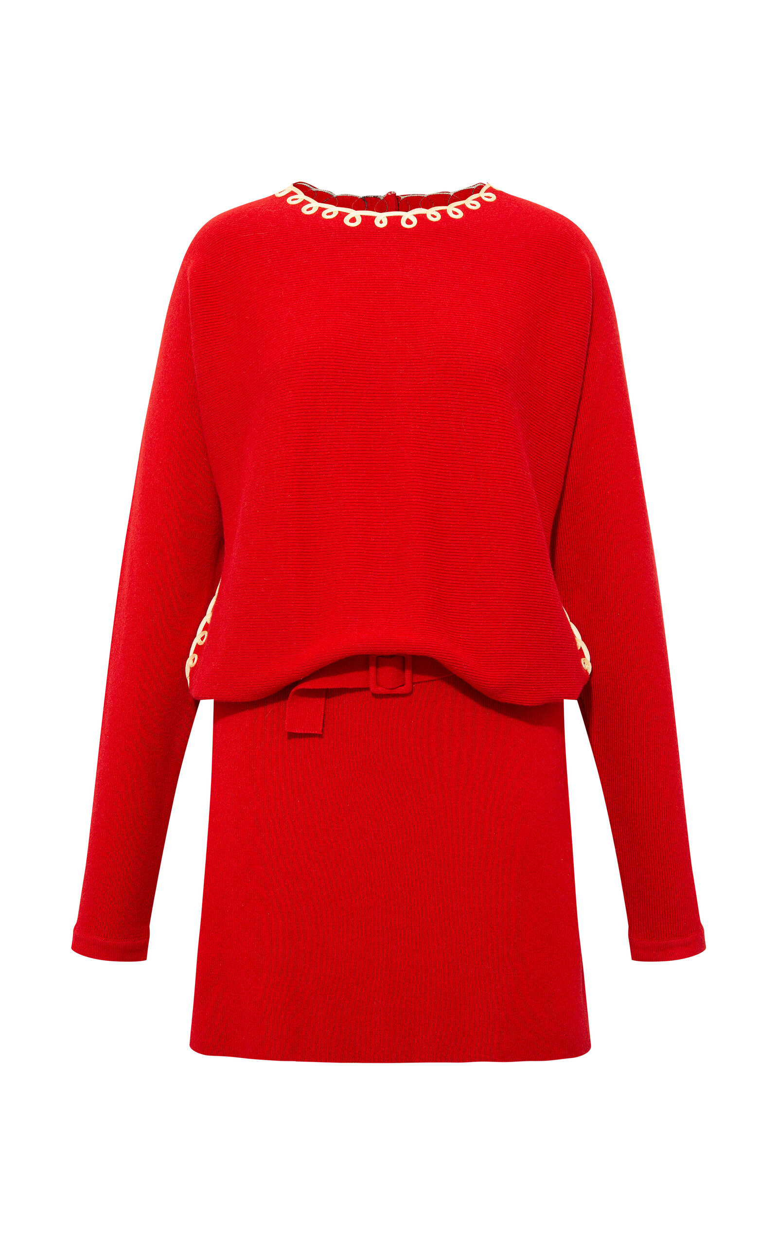 Siedres Mily Embroidered Knit Mini Dress In Red