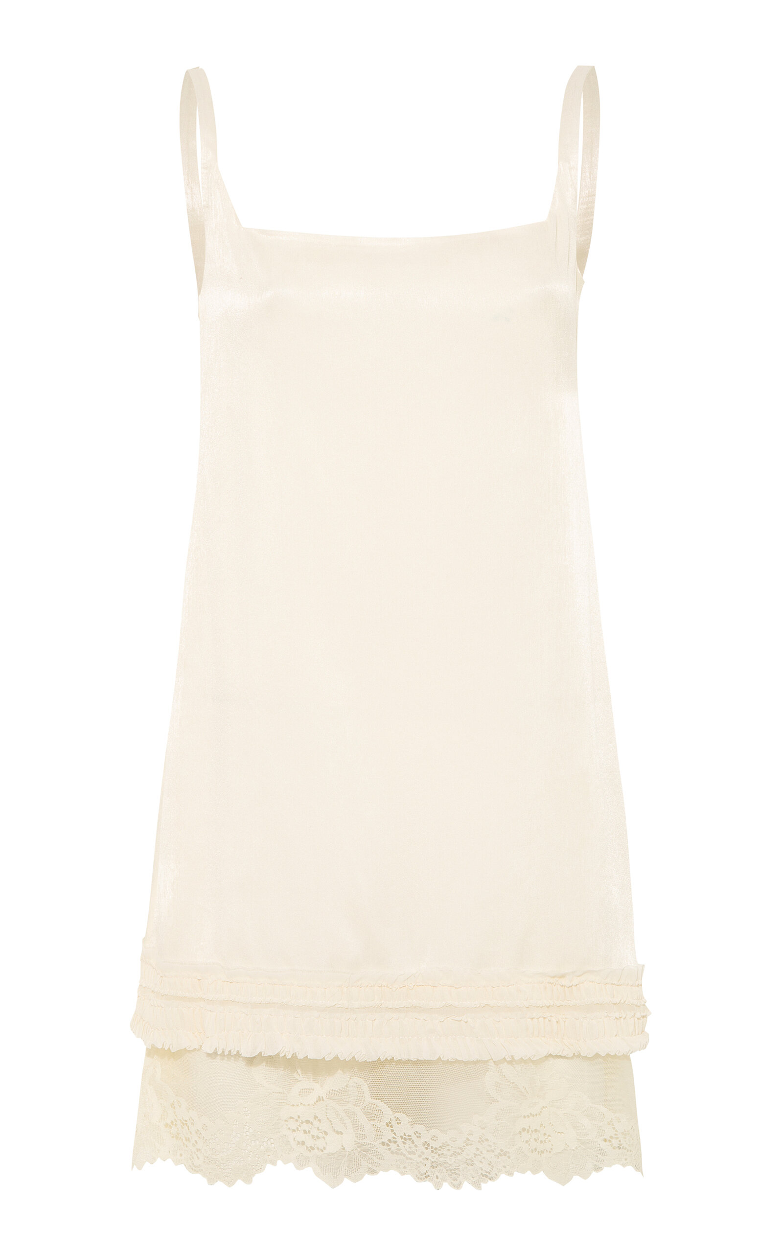 SIEDRÉS Zaye Lace-Trimmed Crepe Mini Dress - Off-White