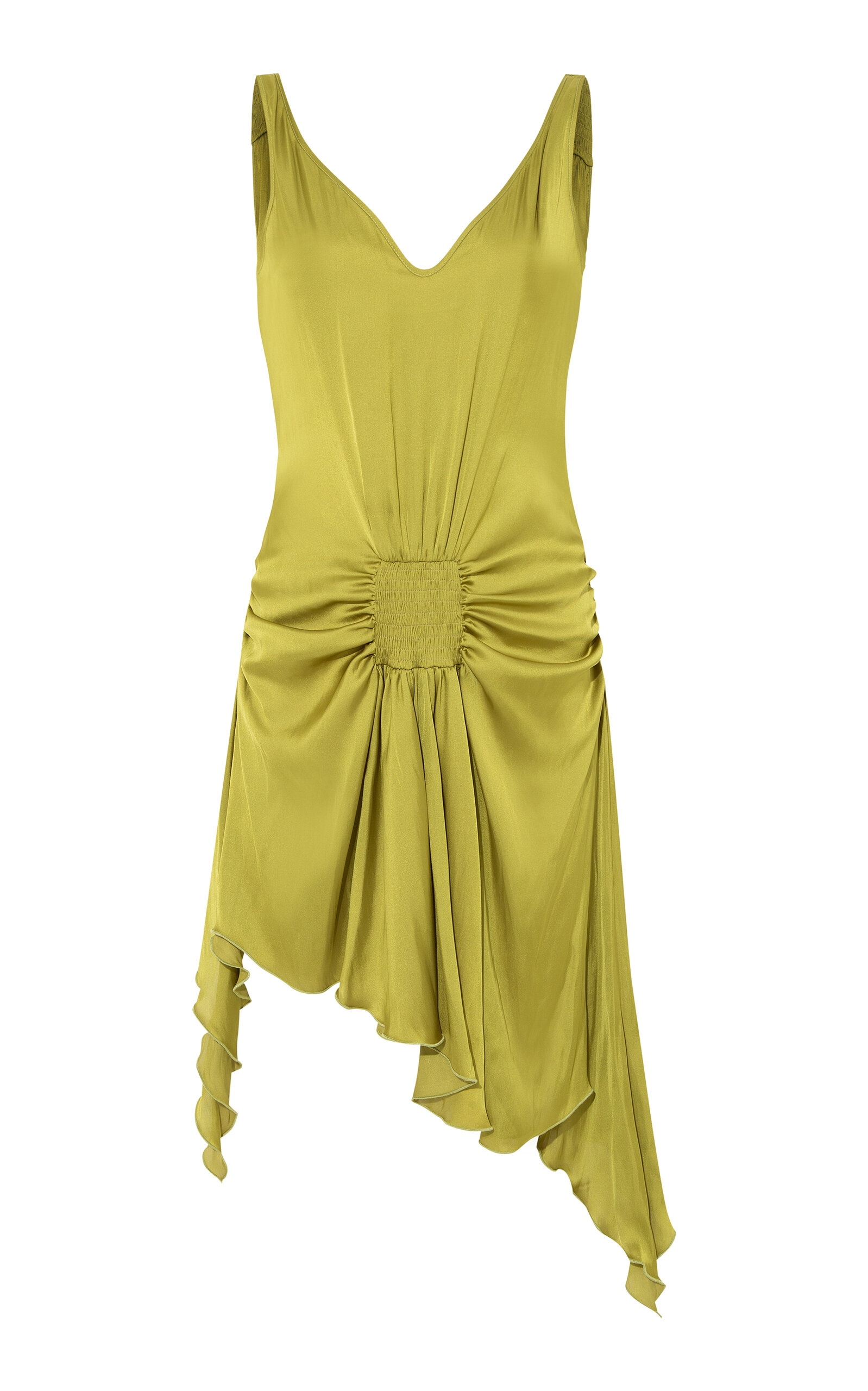 SIEDRÉS Clemens Ruched Satin Mini Dress - Green - Women's Clothing