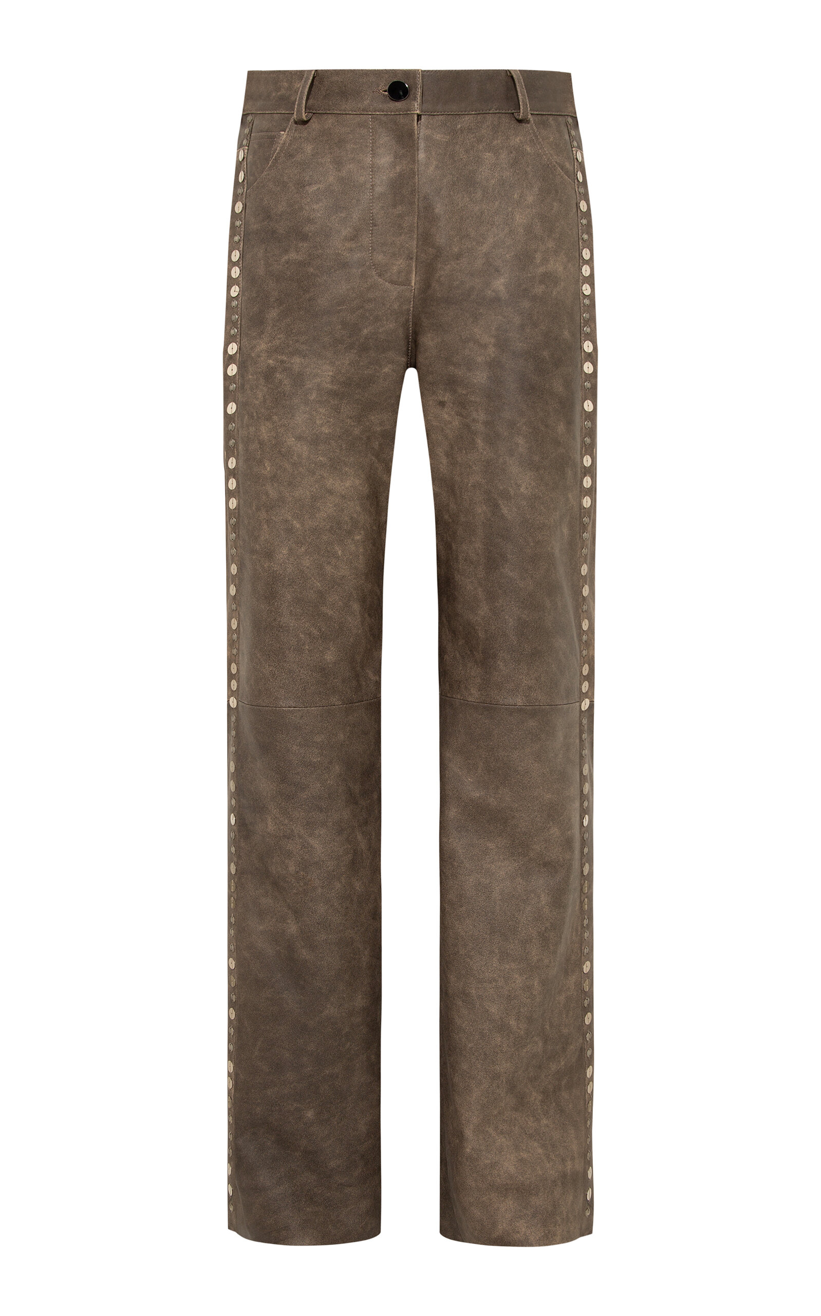 SIEDRES RENAS EMBELLISHED LEATHER FLARE PANTS