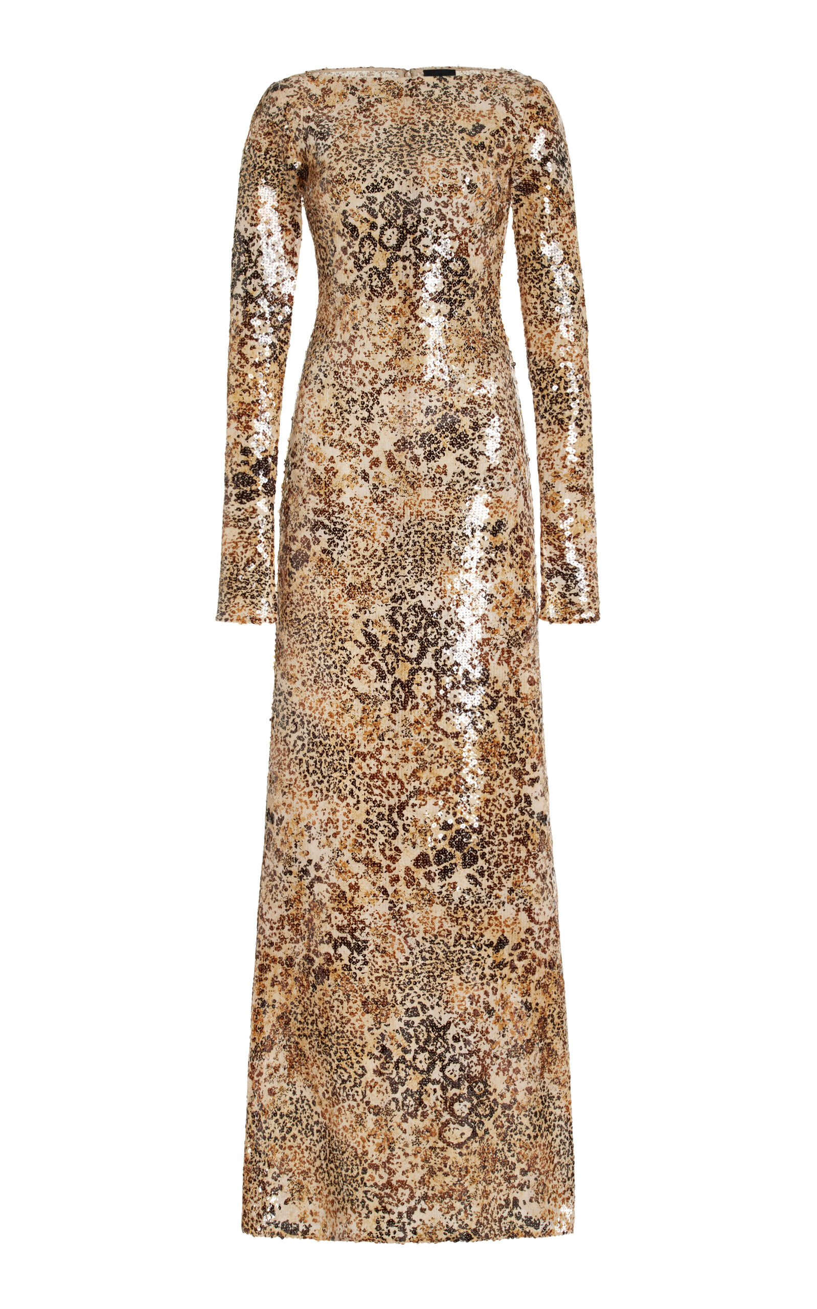LAPOINTE LEOPARD-PRINT SEQUINED MAXI DRESS