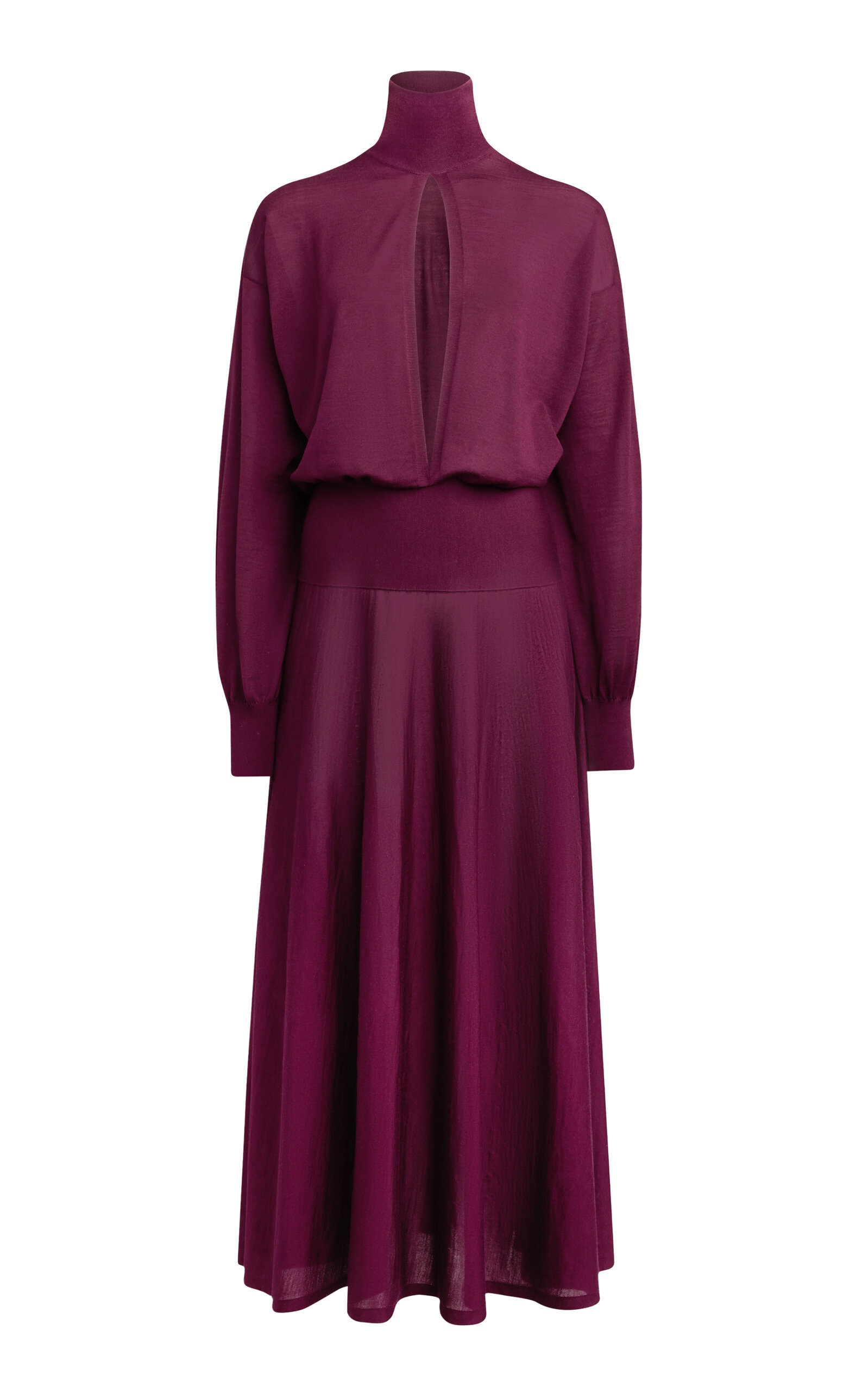 ALAÏA Slit Wool Maxi Dress - Burgundy - Women's Clothing