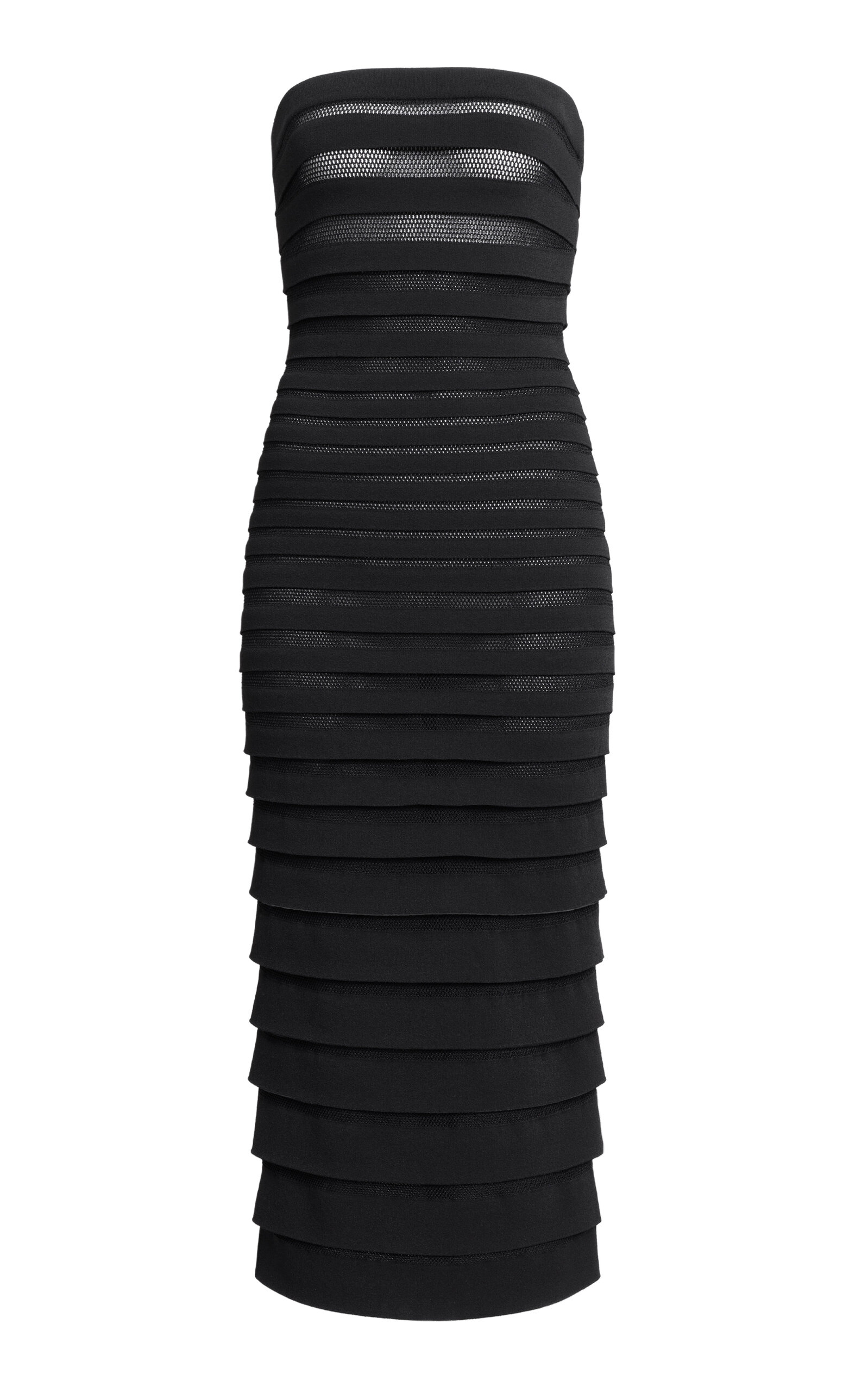 Alaïa 3d Stripe Midi Dress In Black