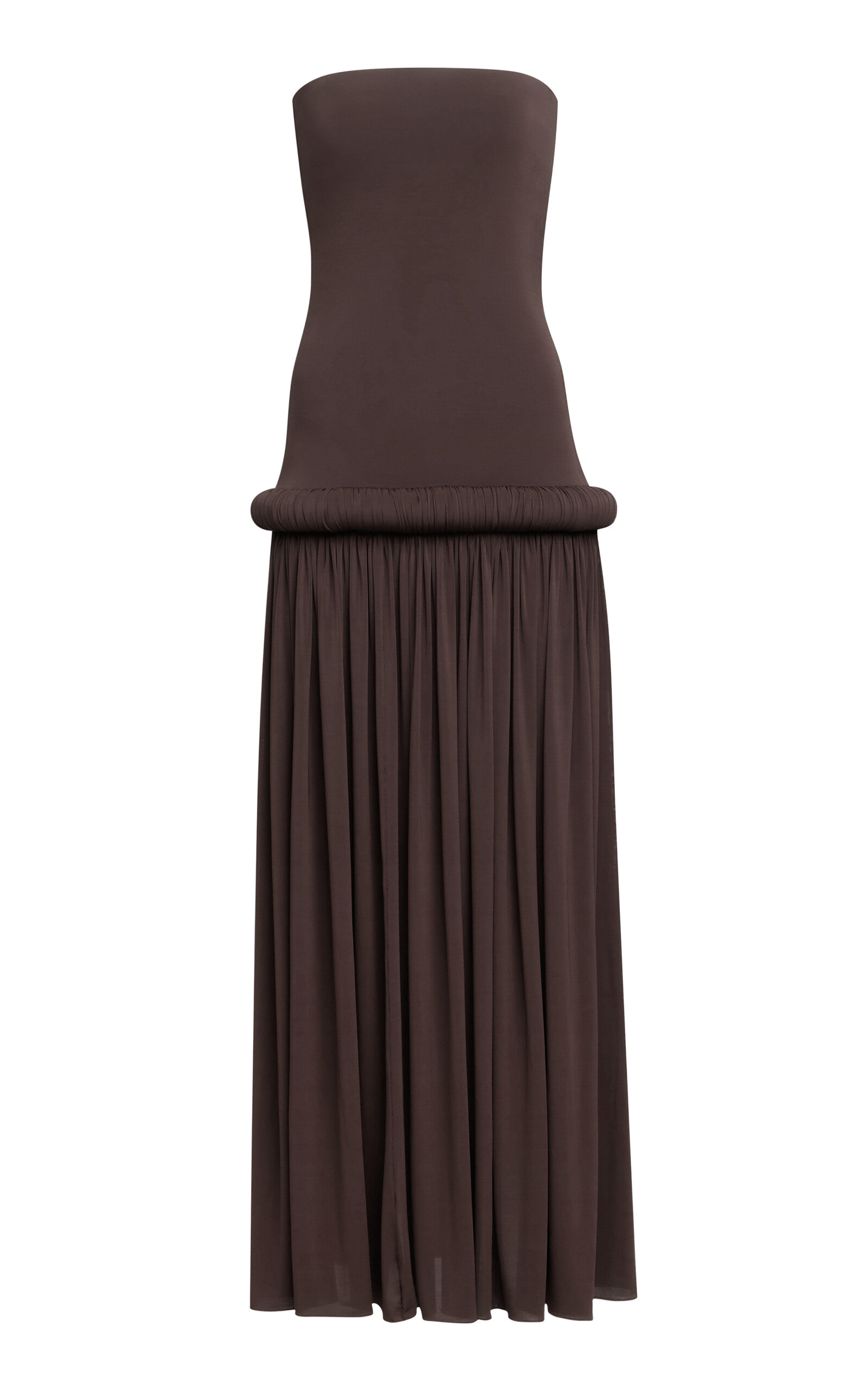 Shop Alaïa Piped Jersey Maxi Dress In Purple