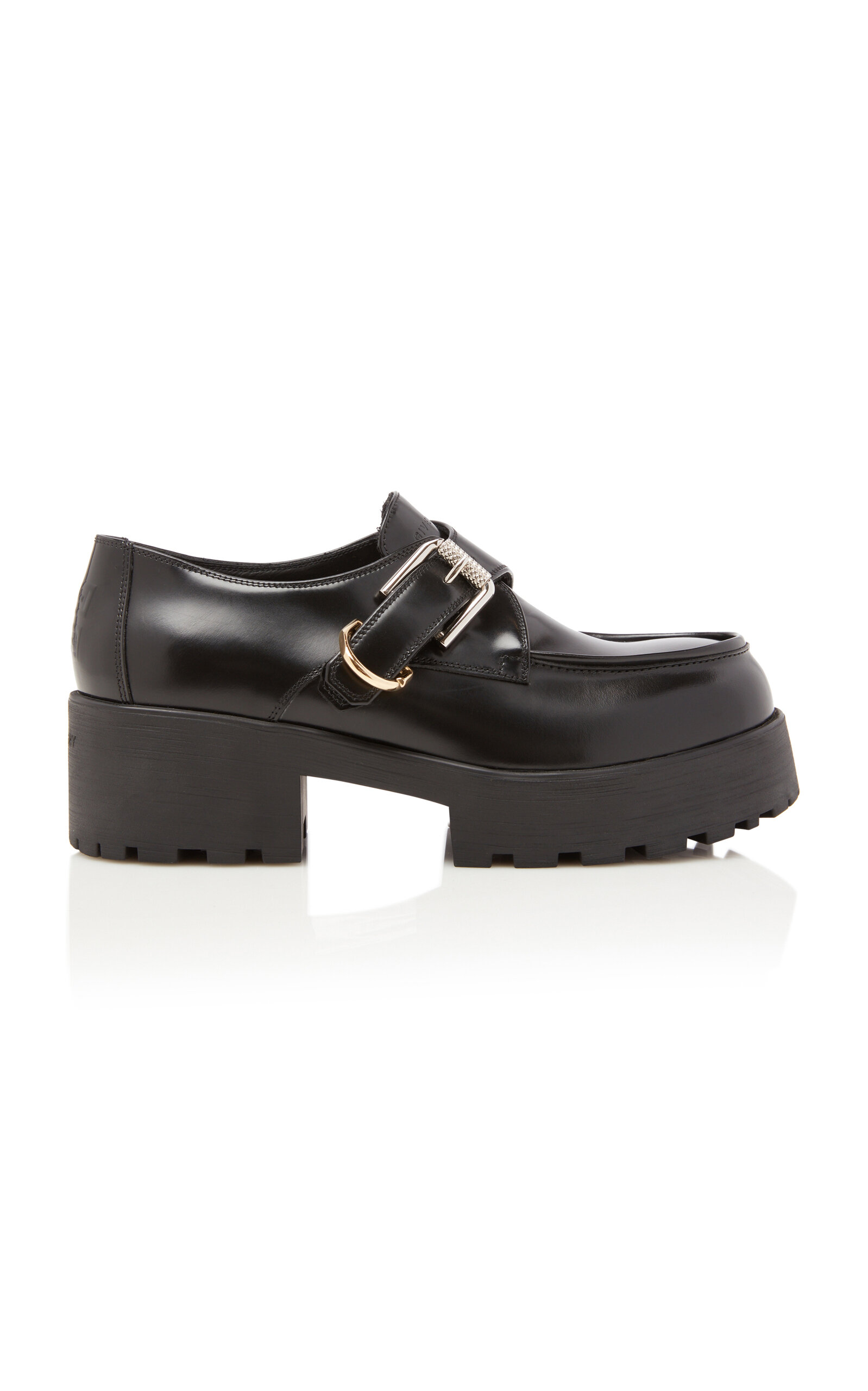 Givenchy Voyou Monk Crystal-embellished Leather Platform Loafers In Black