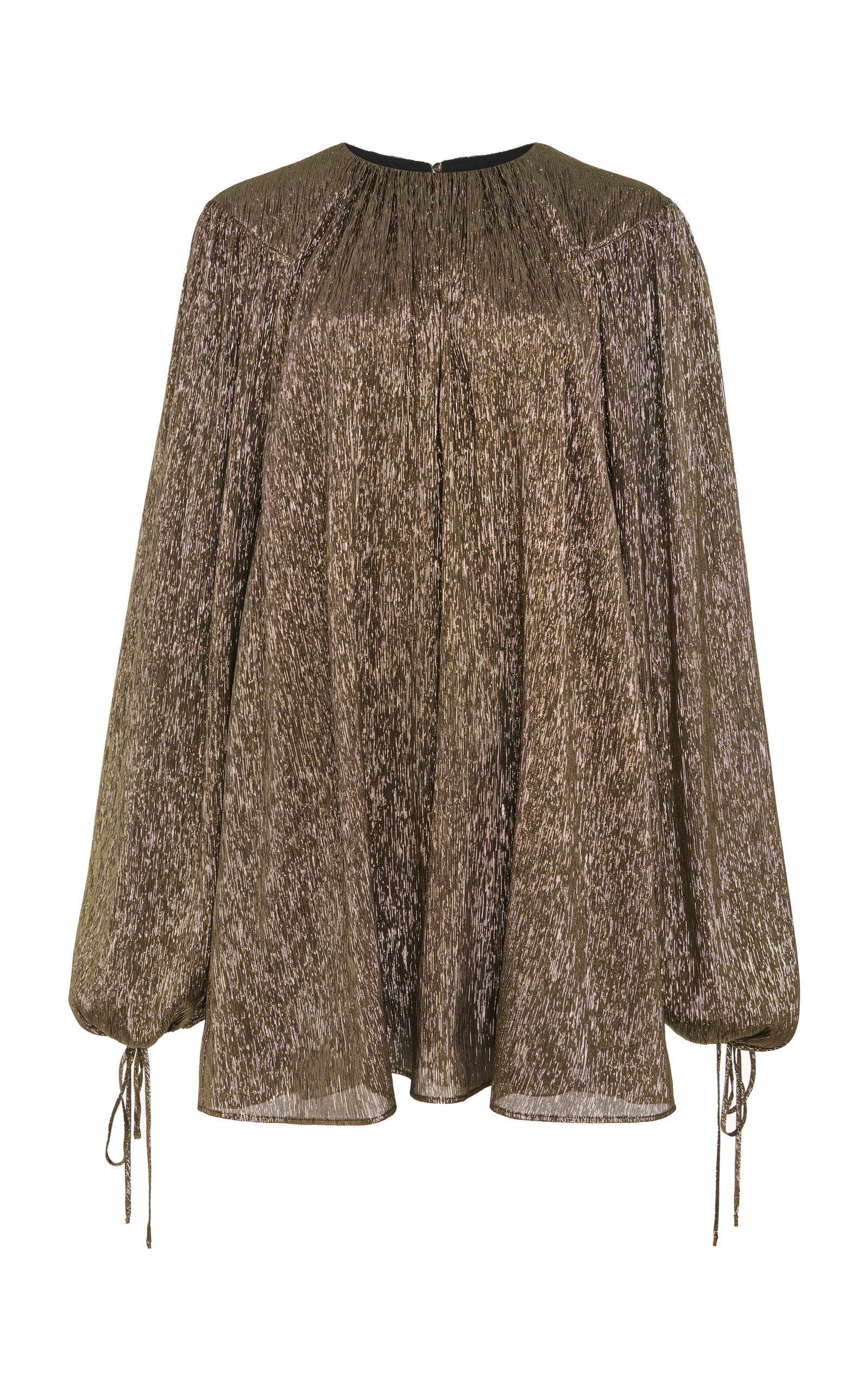 Shop Chloé Metallic Silk Tunic Top In Gold