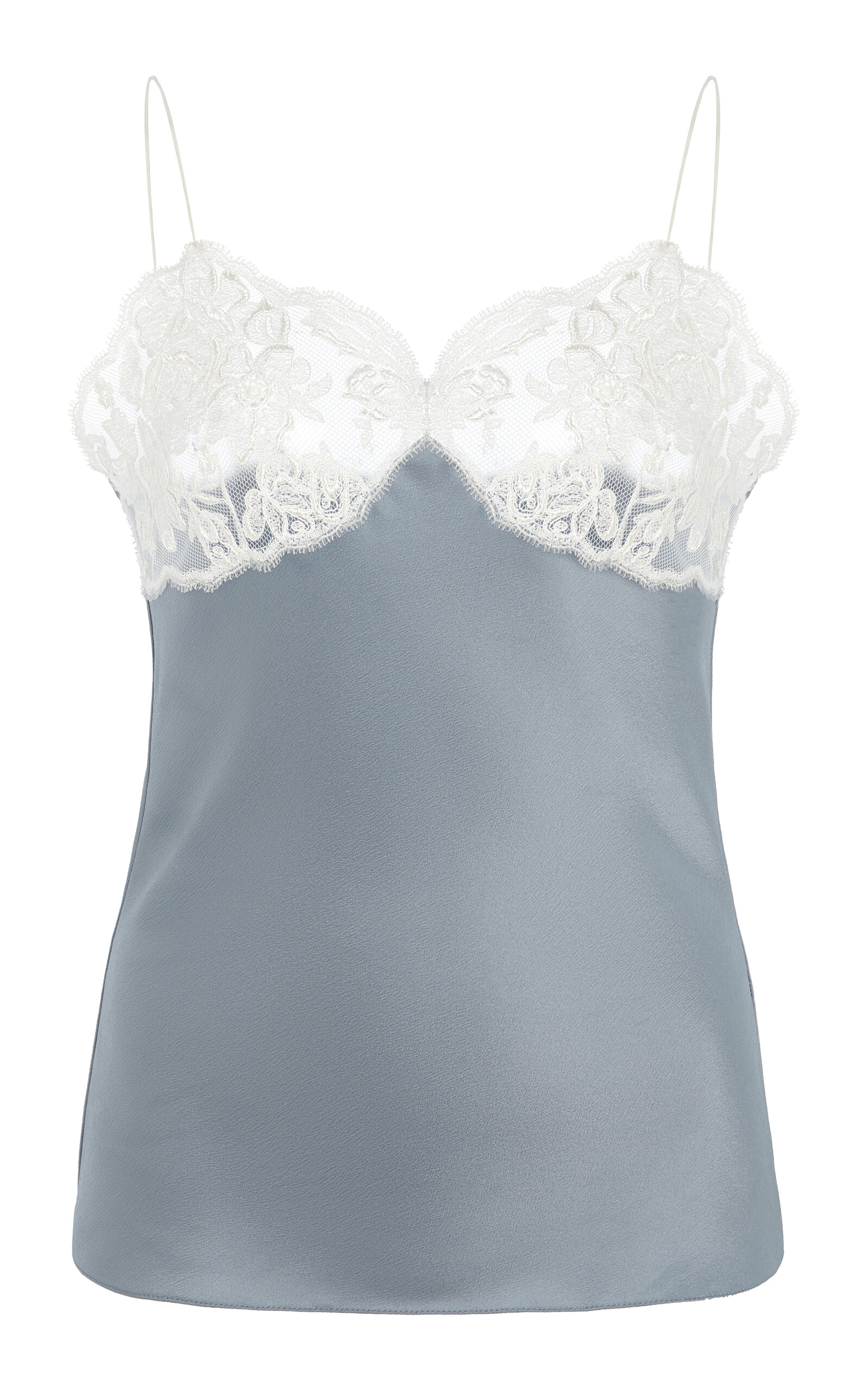 Chloé Silk An Lace Tank Top Tops Light Blue In Blue