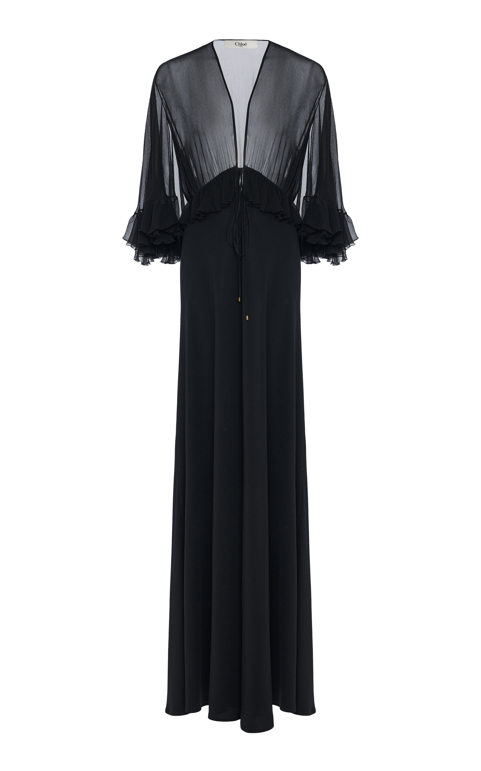 Chloé Ruffled Silk Crepe Maxi Dress In Black