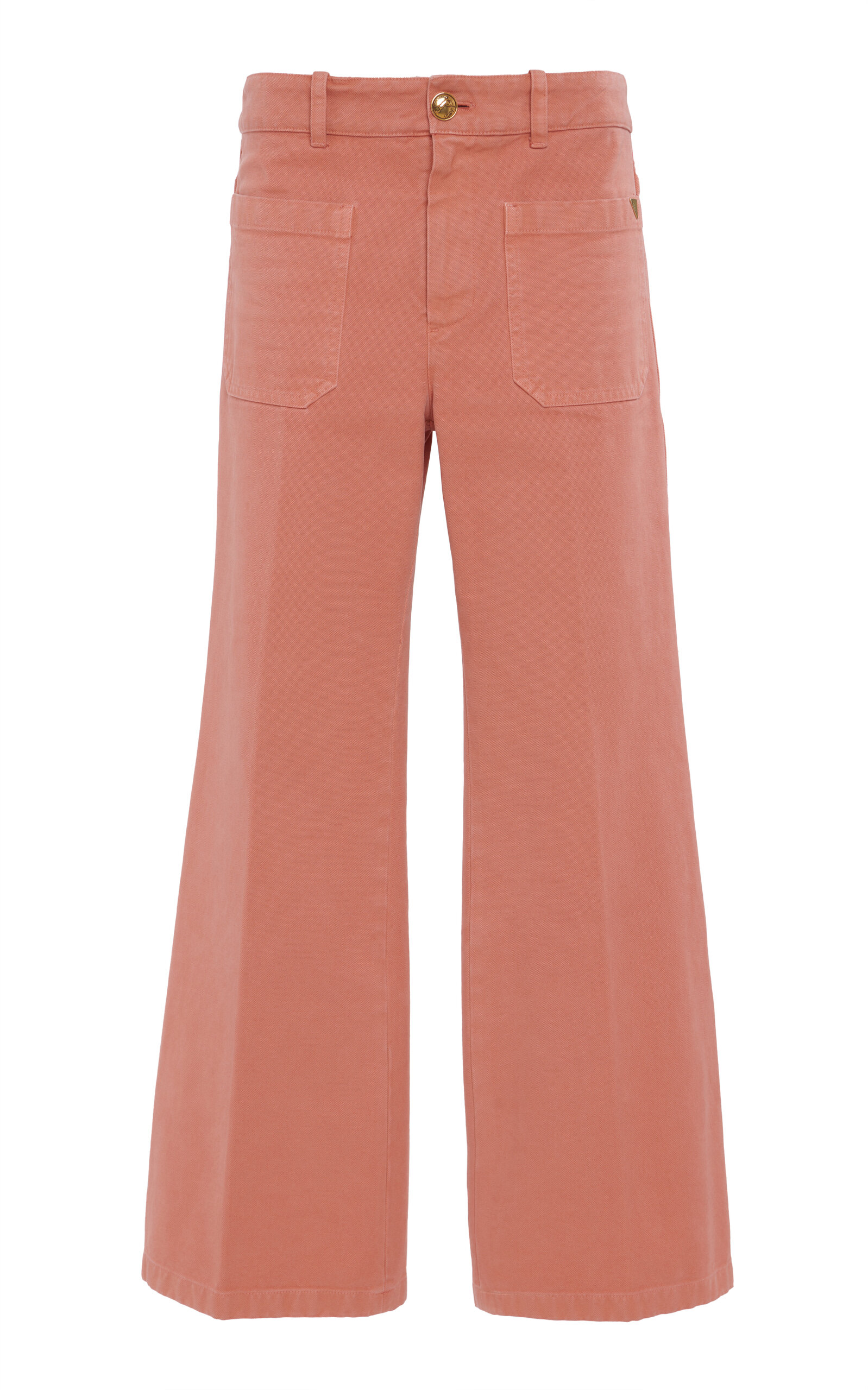 Chloé Cropped Cotton Canvas Bootcut Pants - Pink