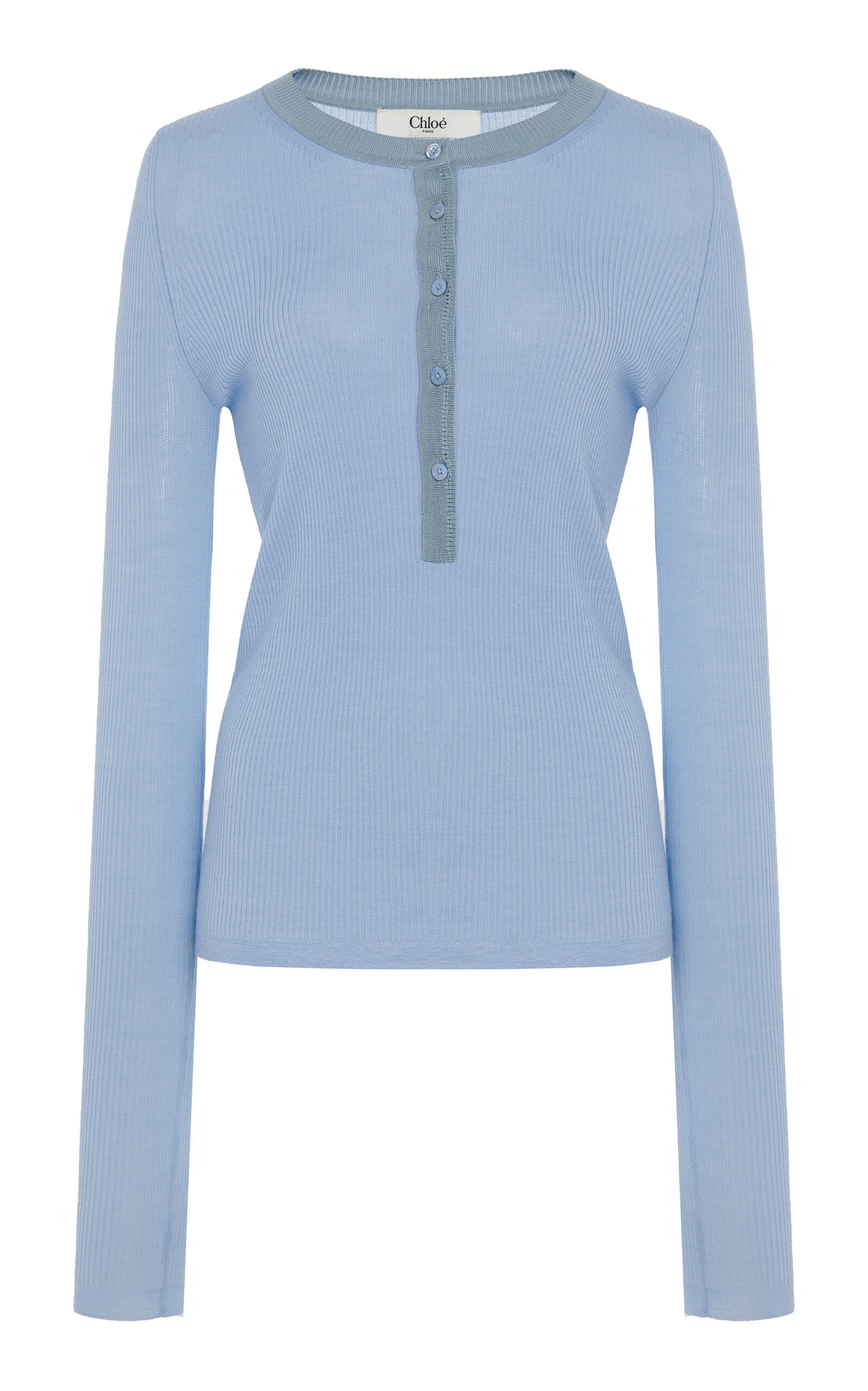 Chloé Knit Wool Henley Top - Blue