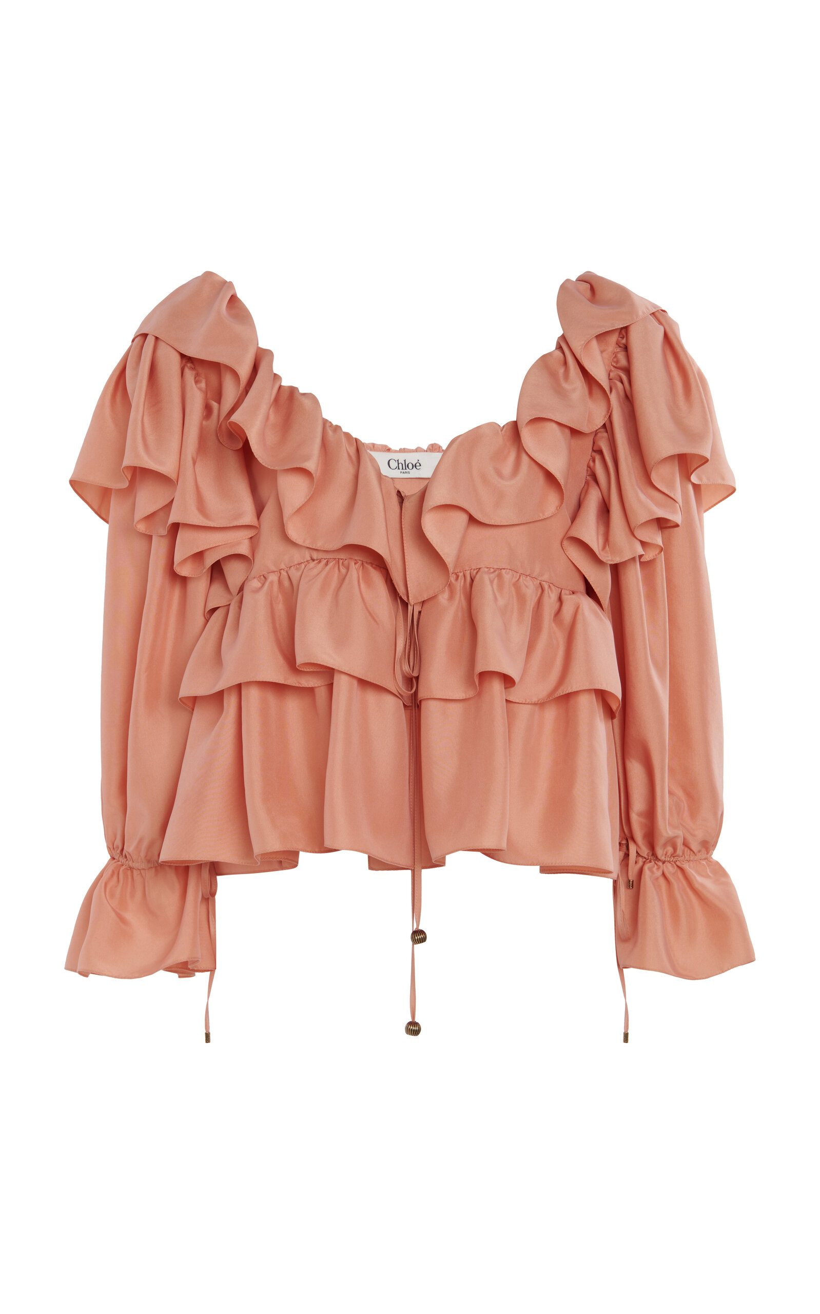 Chloé Ruffled Silk Poplin Top - Pink