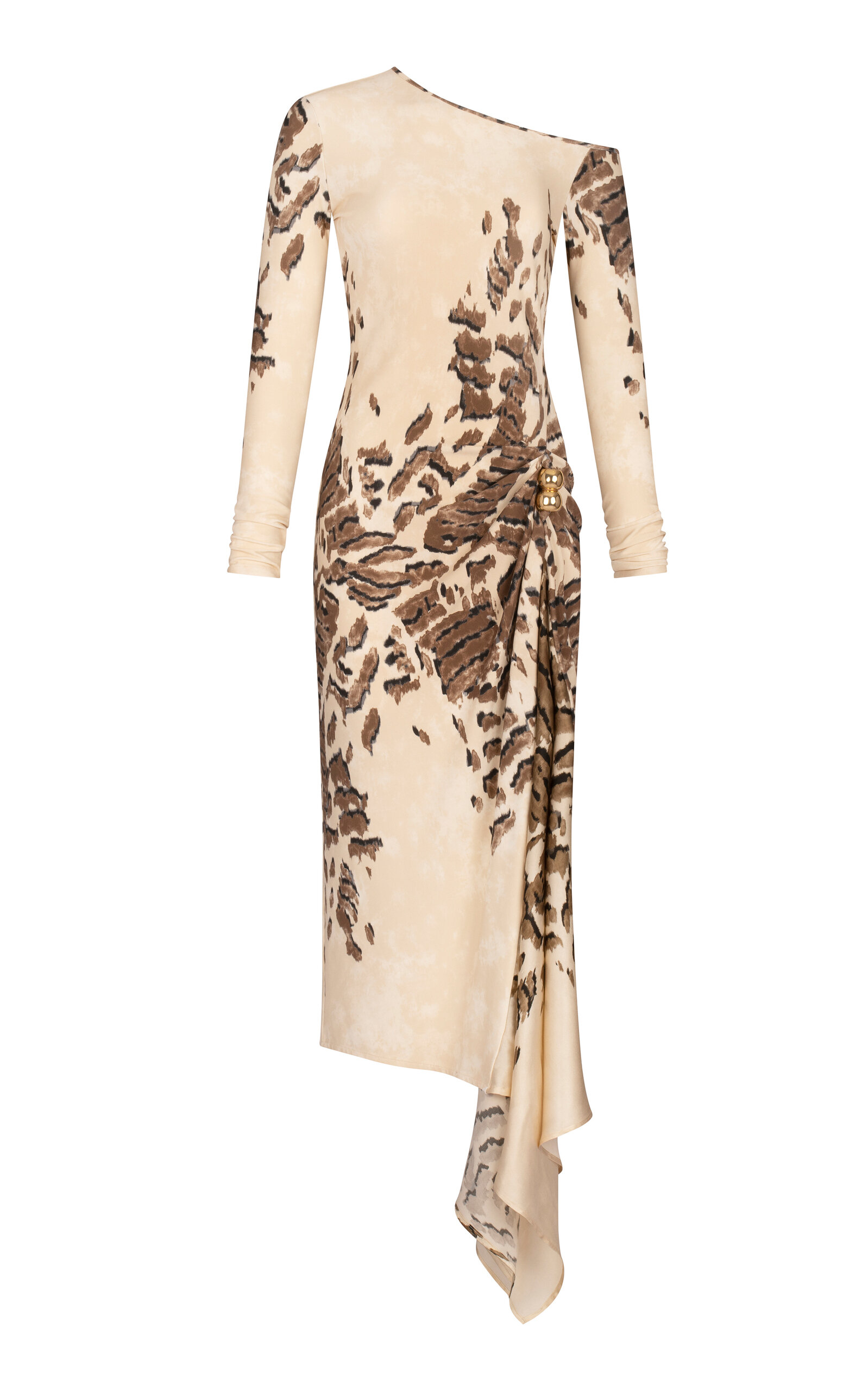 Silvia Tcherassi Tahia Asymmetric Printed Crepe Midi Dress - Off-White - Women's Clothing