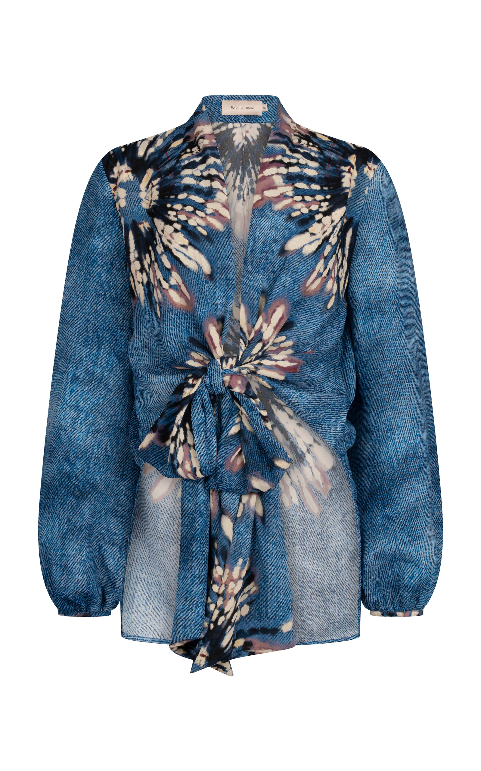 Silvia Tcherassi Honey Tie-Front Blouse - Blue - XS