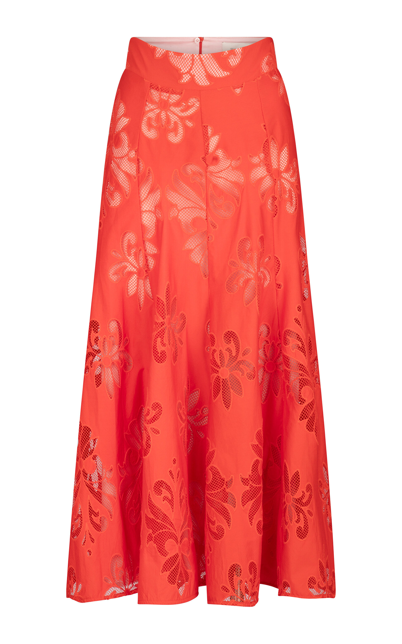 Silvia Tcherassi Grettel Embroidered Cotton Midi Skirt