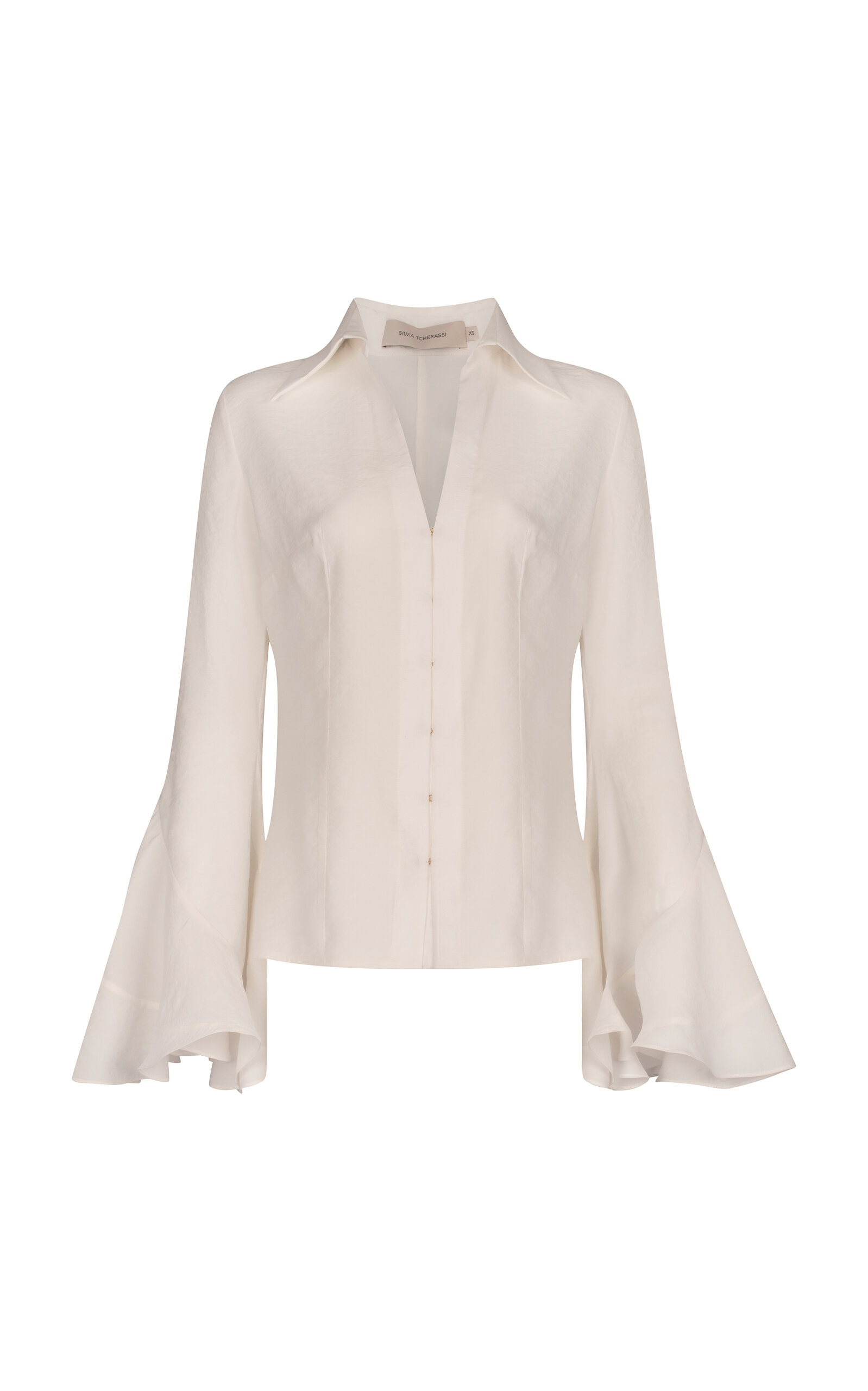 Silvia Tcherassi Reggie Bell-sleeve Shirt In White