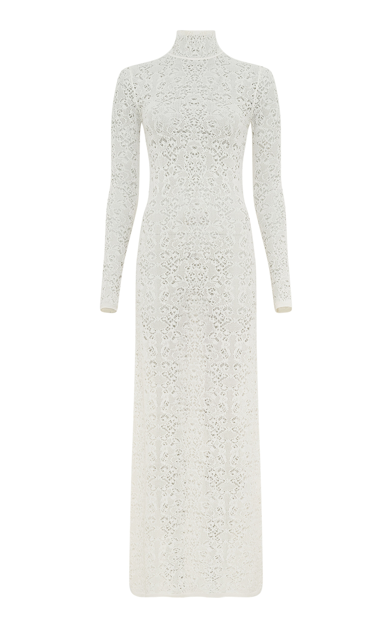 Gabriela Hearst Lethe Mock-neck Lace Knit Maxi Dress In Ivory