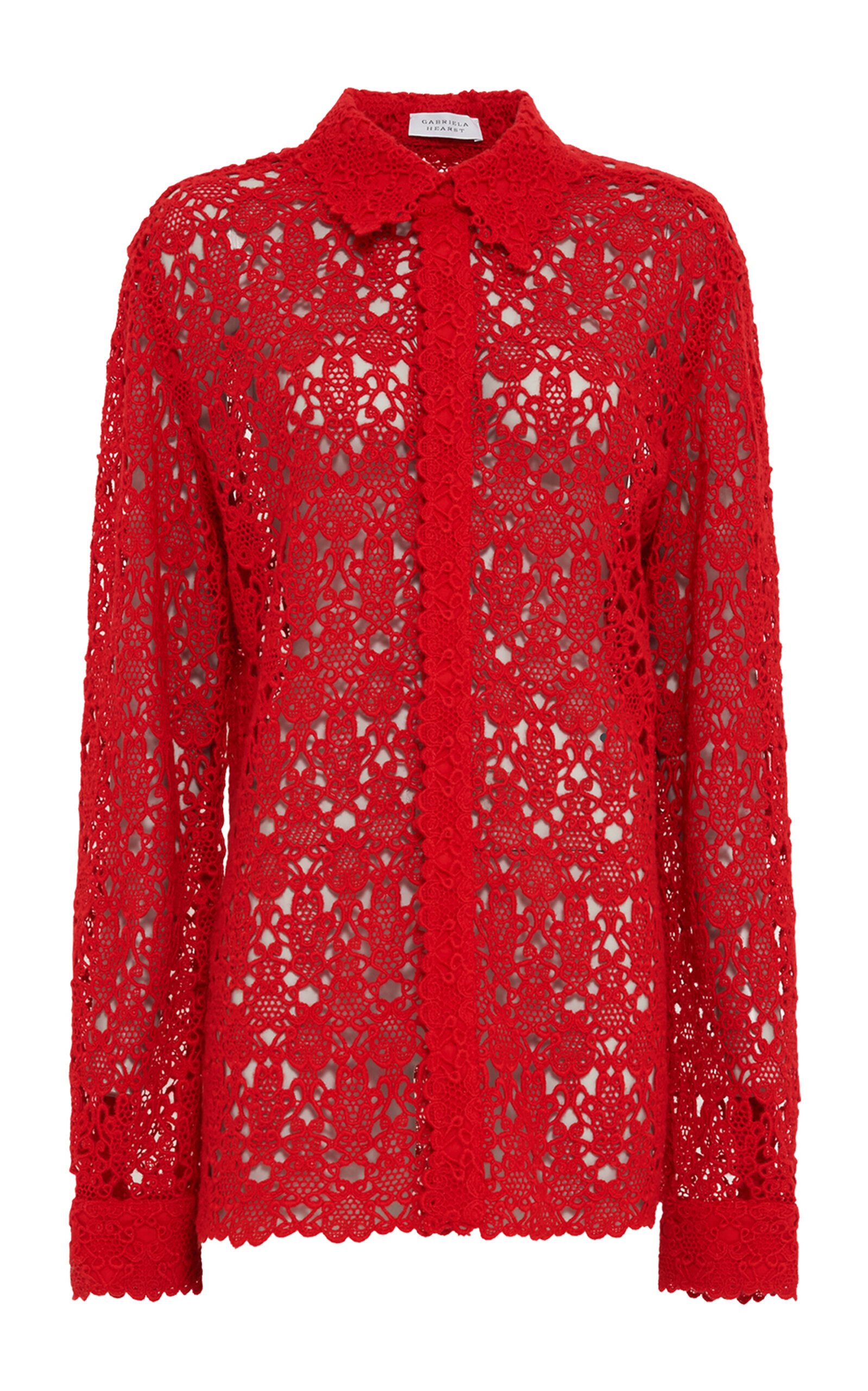 Gabriela Hearst Cassia Shirt In Scarlet Red Cashmere Lace In Red