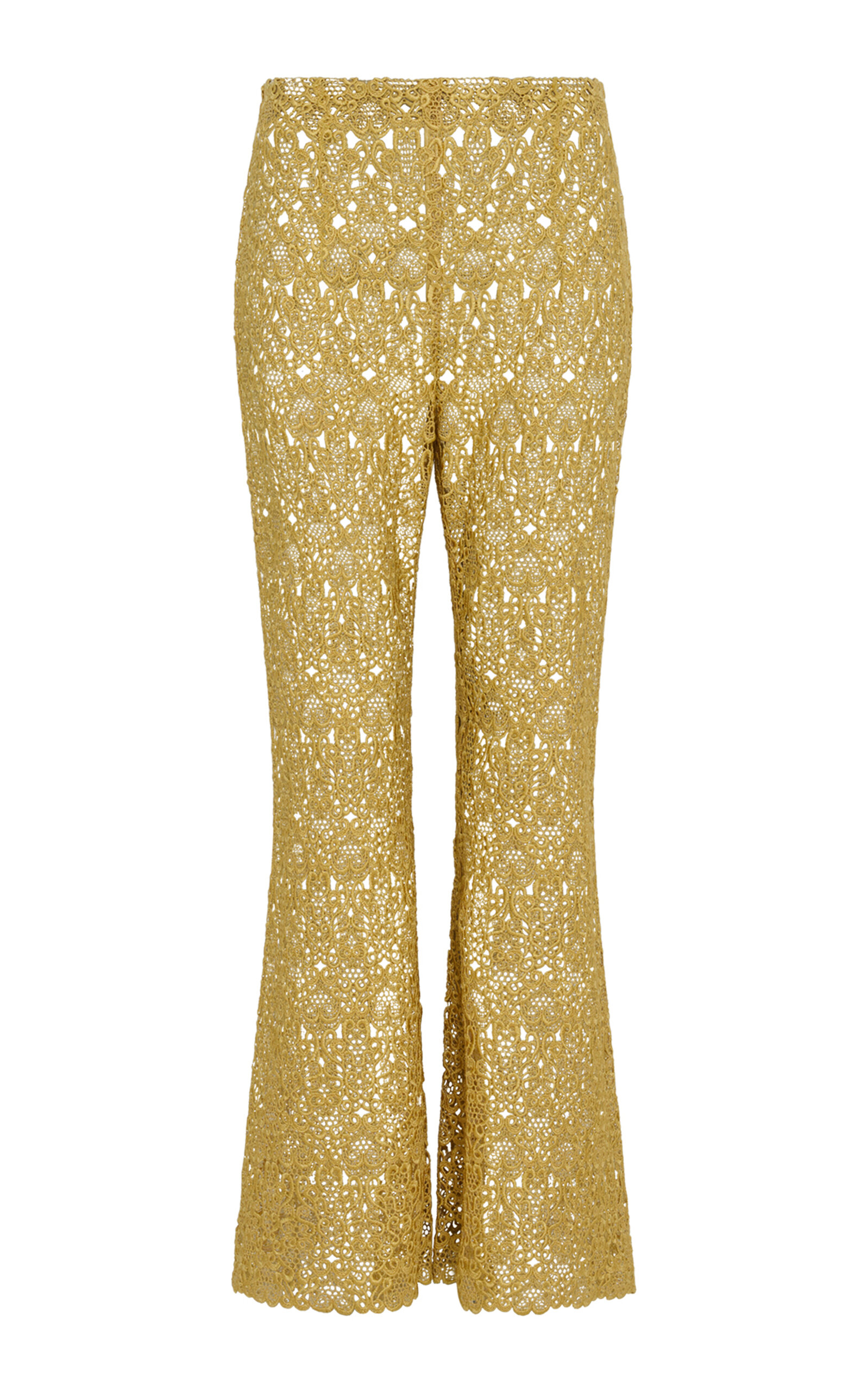Gabriela Hearst Phoenix Lace Silk-cotton Flared Pants In Neutral