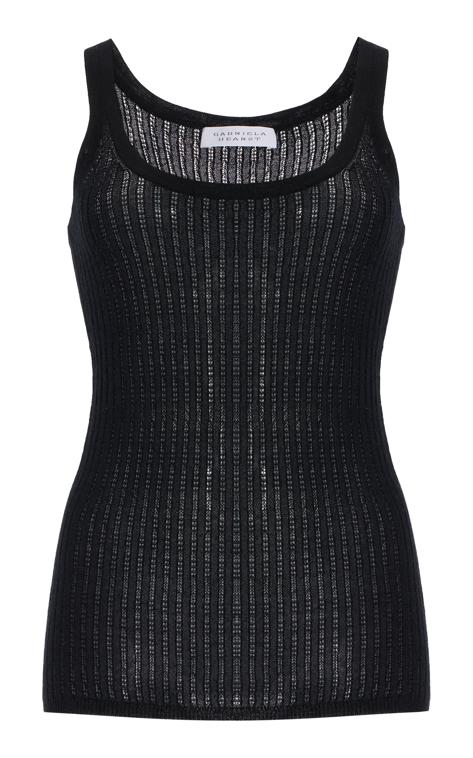 Shop Gabriela Hearst Nevin Pointelle-knit Cashmere-silk Tank Top In Black