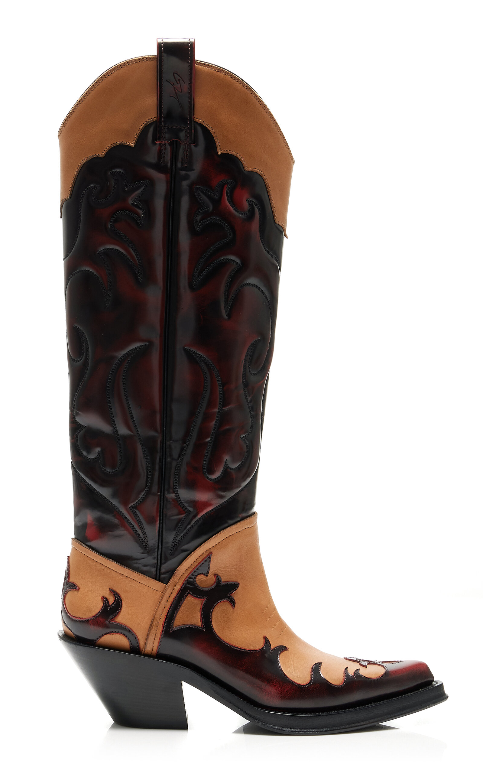 Gabriela Hearst Capitana Two-tone Glossed And Smooth-leather Knee Boots In Brown