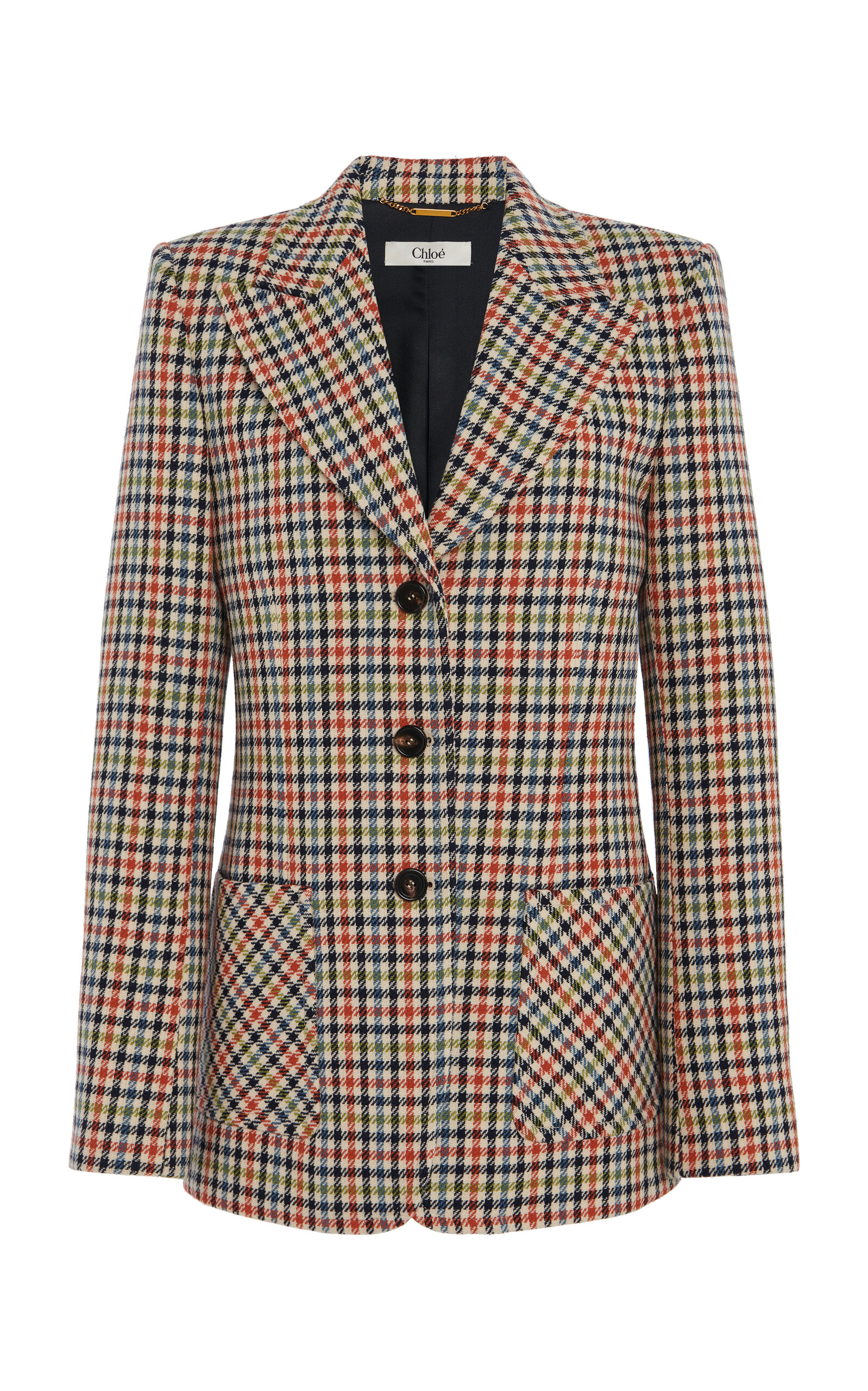 Chloé Chloe Checked Wool-blend Blazer In Neutral