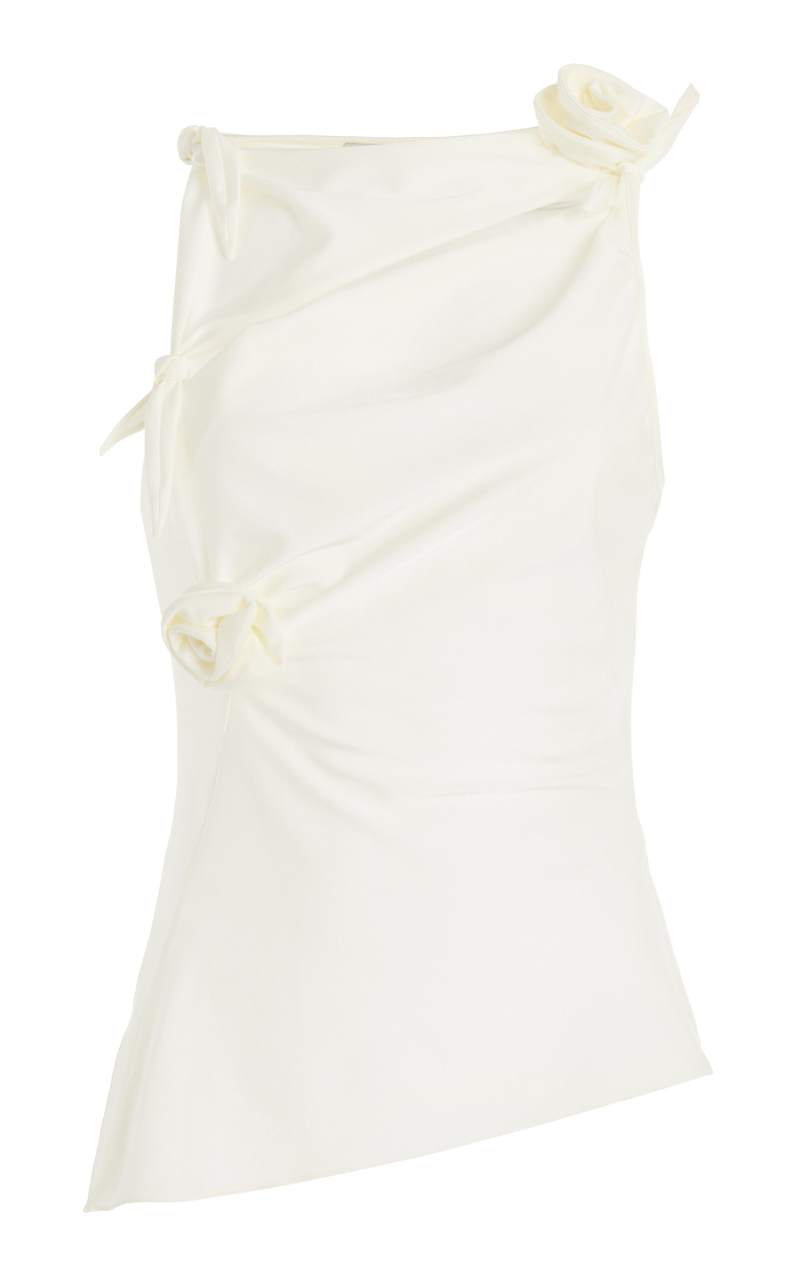Coperni Asymmetric Rosette-Detailed Satin Top - White - Women's Clothing