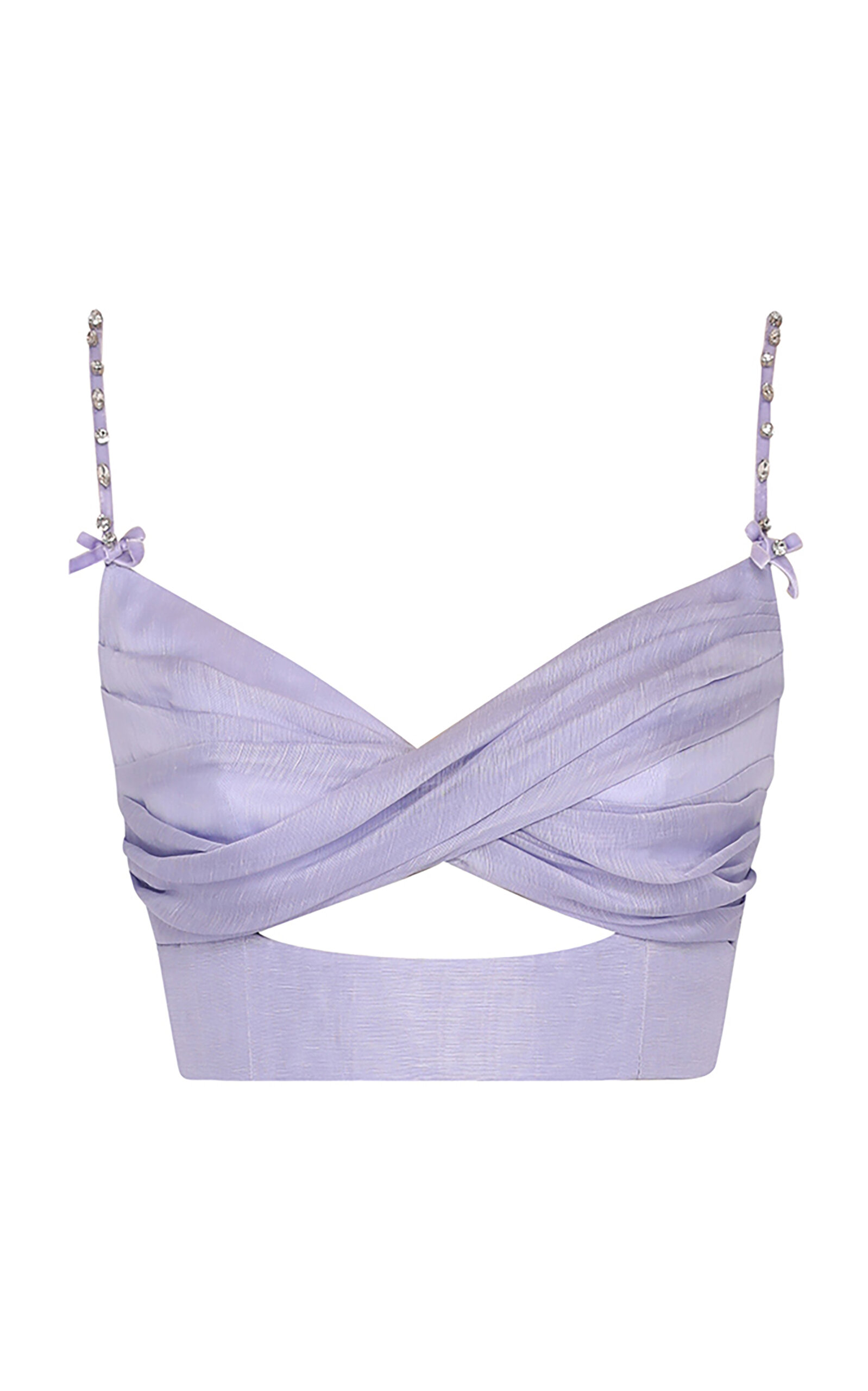 ZIMMERMANN CRUSH TWISTED LINEN-SILK CROP TOP