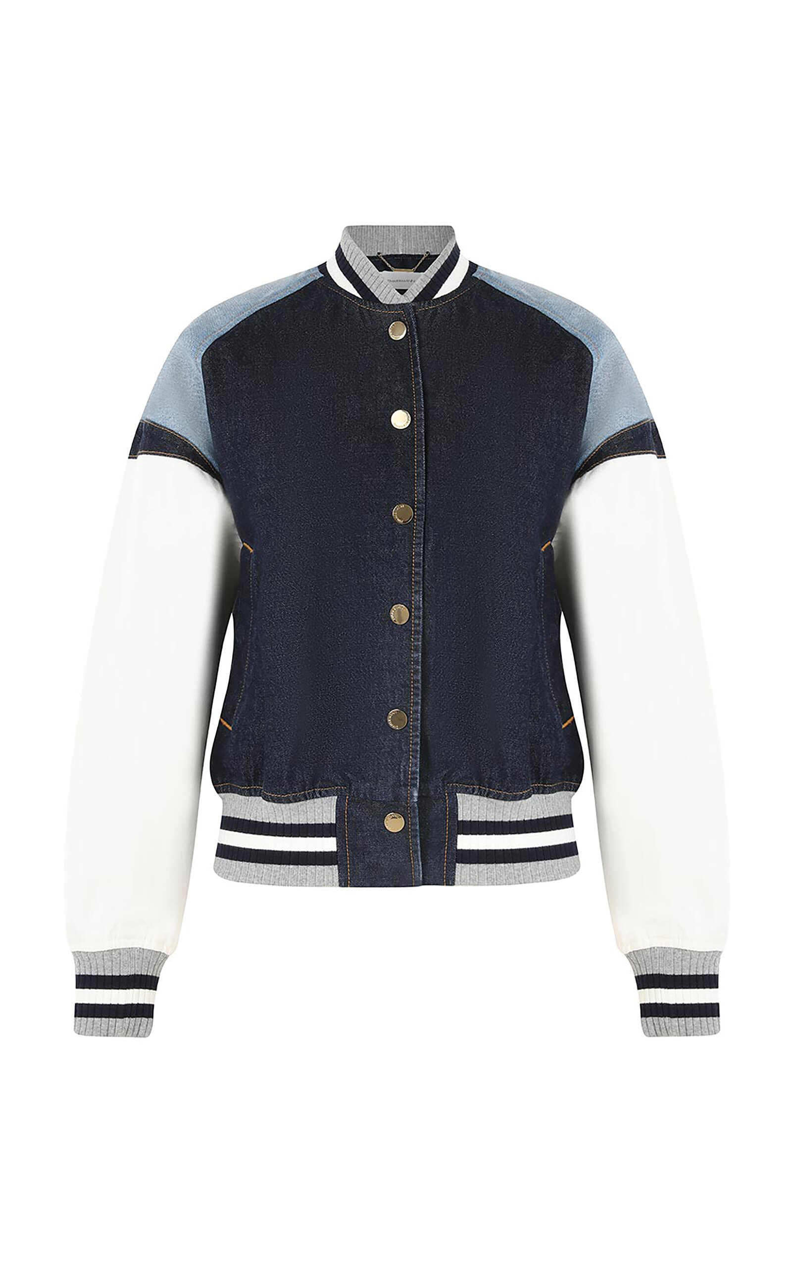 Zimmermann Crush Paneled Denim Varsity Jacket