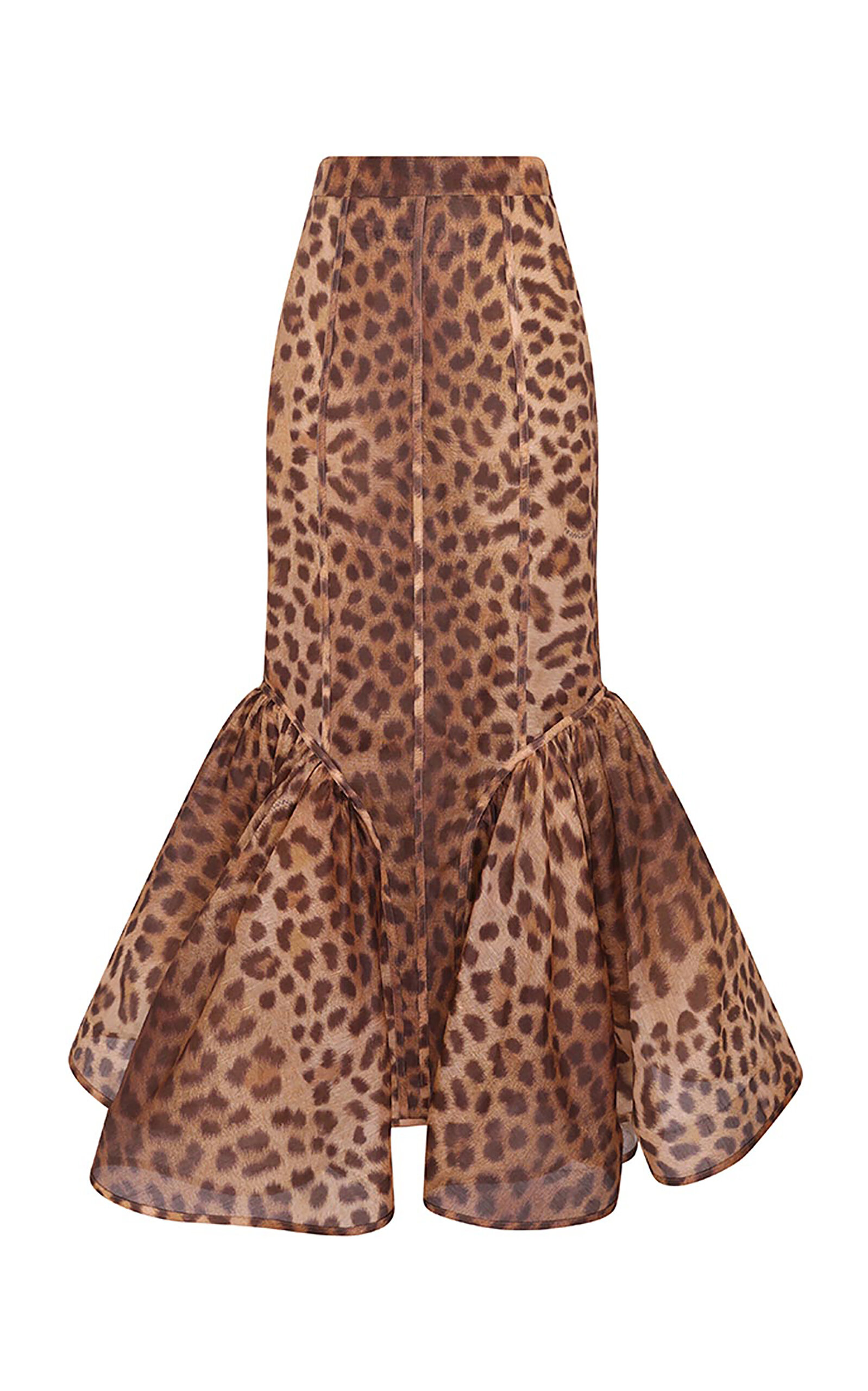 Zimmermann Crush Flared Animal-Print Linen-Silk Midi Skirt - Women's Clothing
