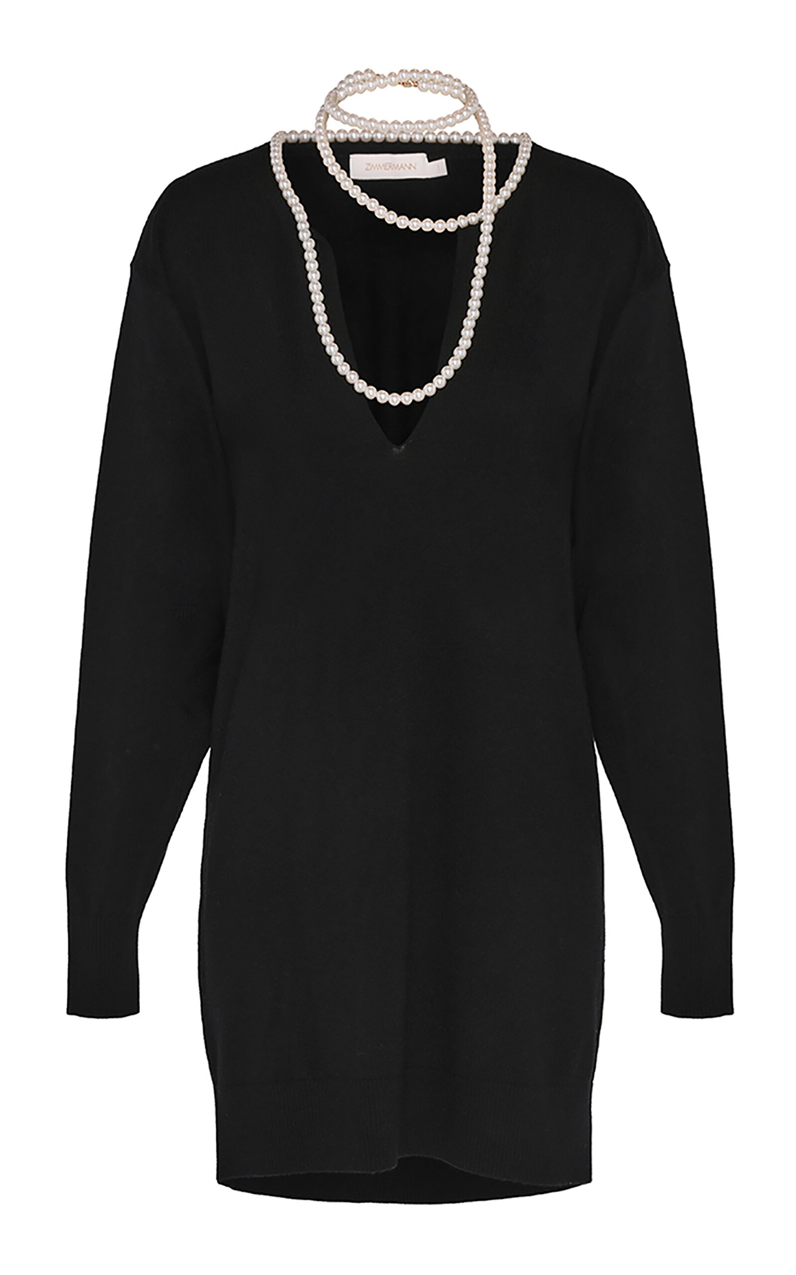 ZIMMERMANN CRUSH NECKLACE-DETAILED MERINO WOOL MIDI DRESS 