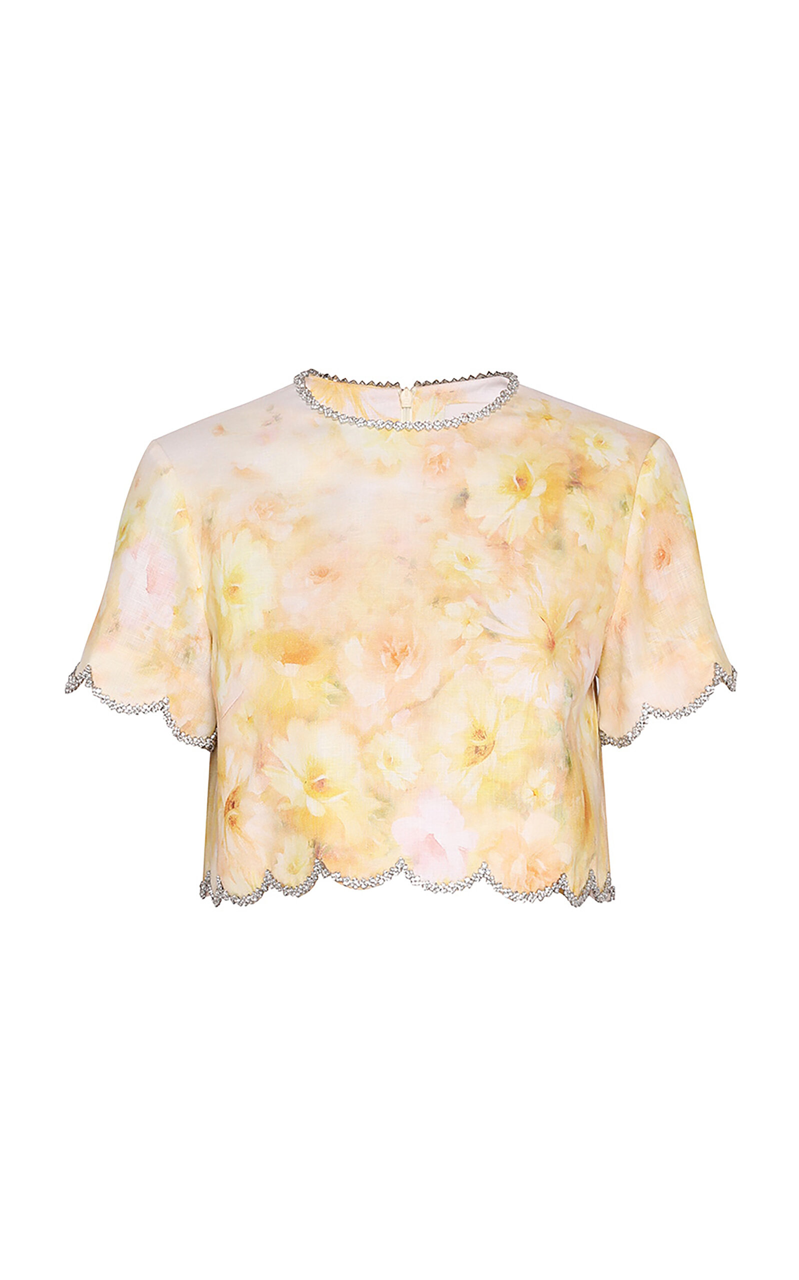 Zimmermann Crush Printed Linen Top In Yellow