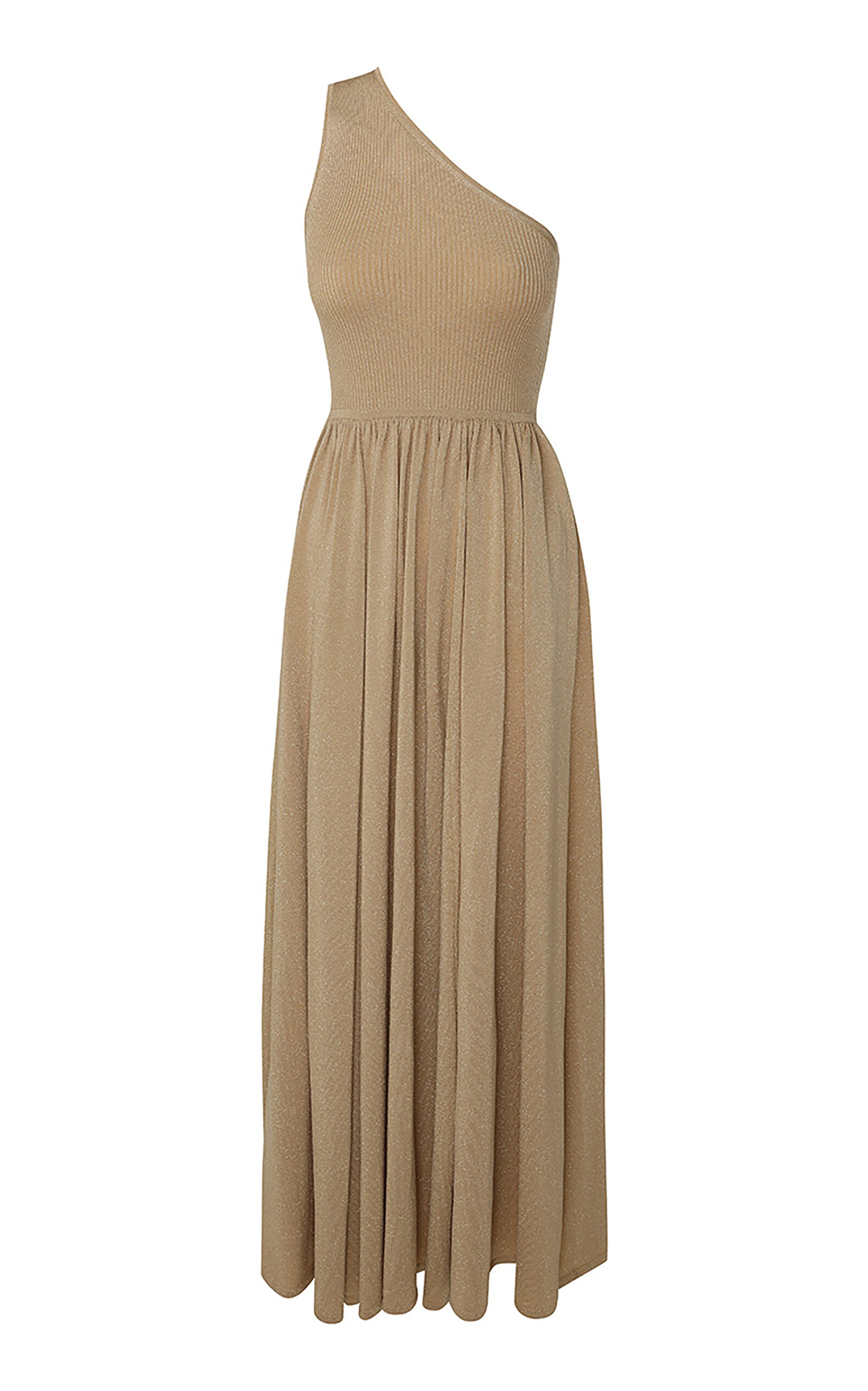 Zimmermann Crush Asymmetric Metallic Crepe Maxi Dress In Gold