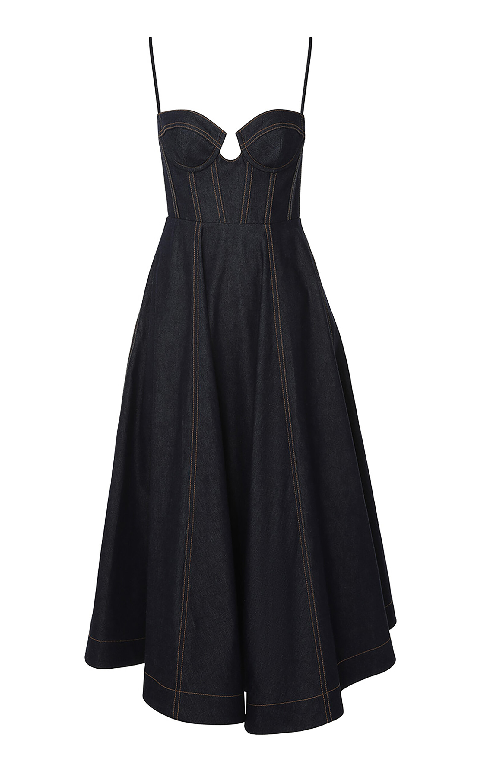 Zimmermann Womens Night Sky Crush Corset Denim Midi Dress In Dark Wash