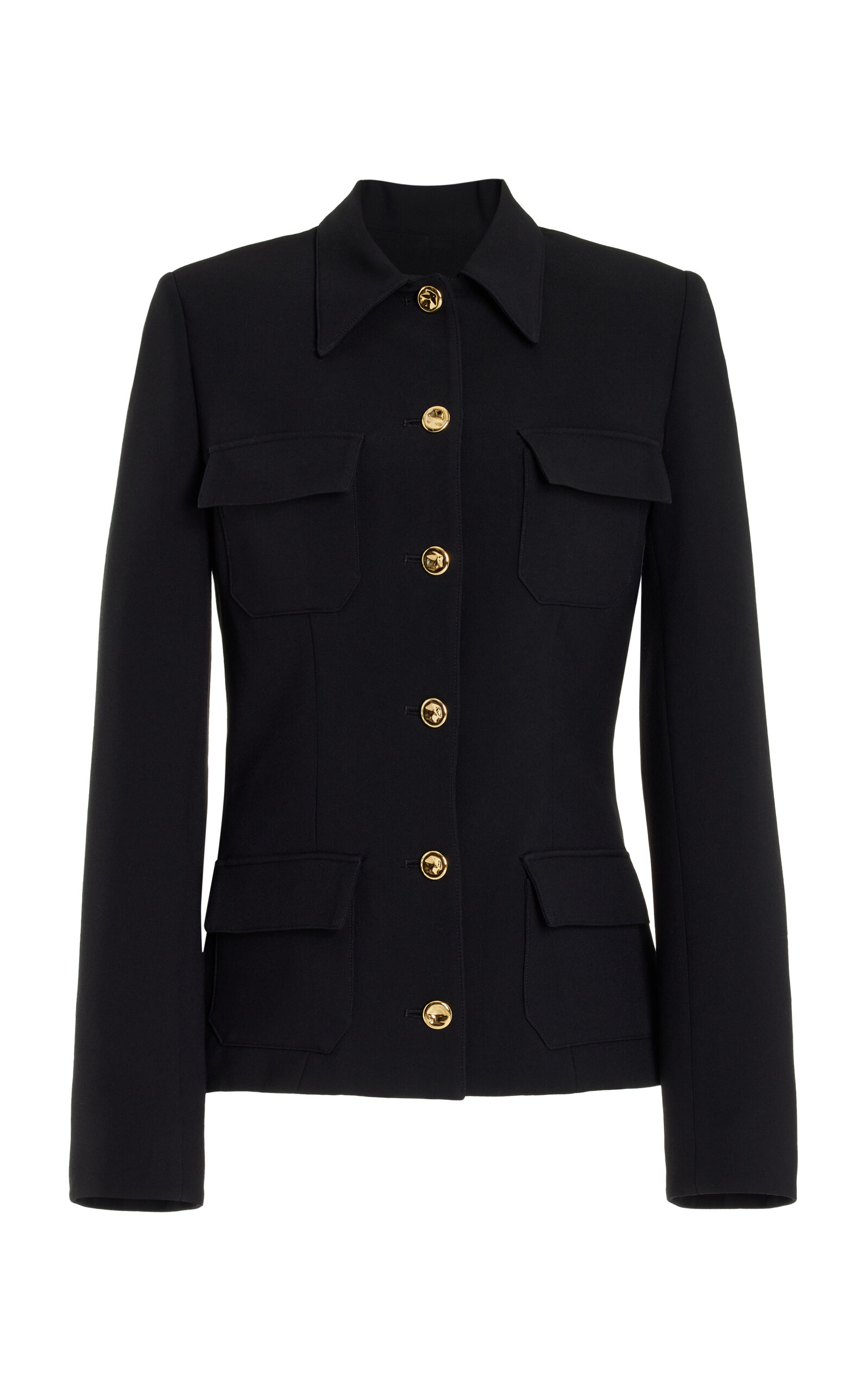 Brandon Maxwell The Gage Tailored Wool-Silk Crepe Jacket - Black