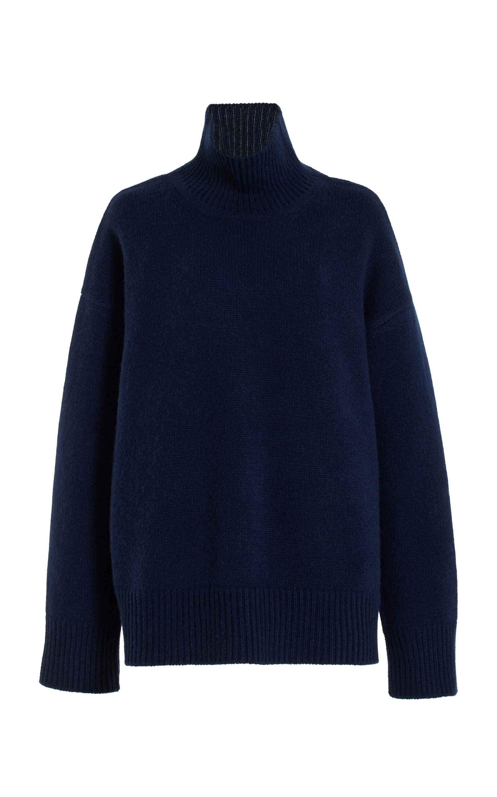 Brandon Maxwell The Ellen Classic Knit Cashmere Turtleneck Sweater In Navy