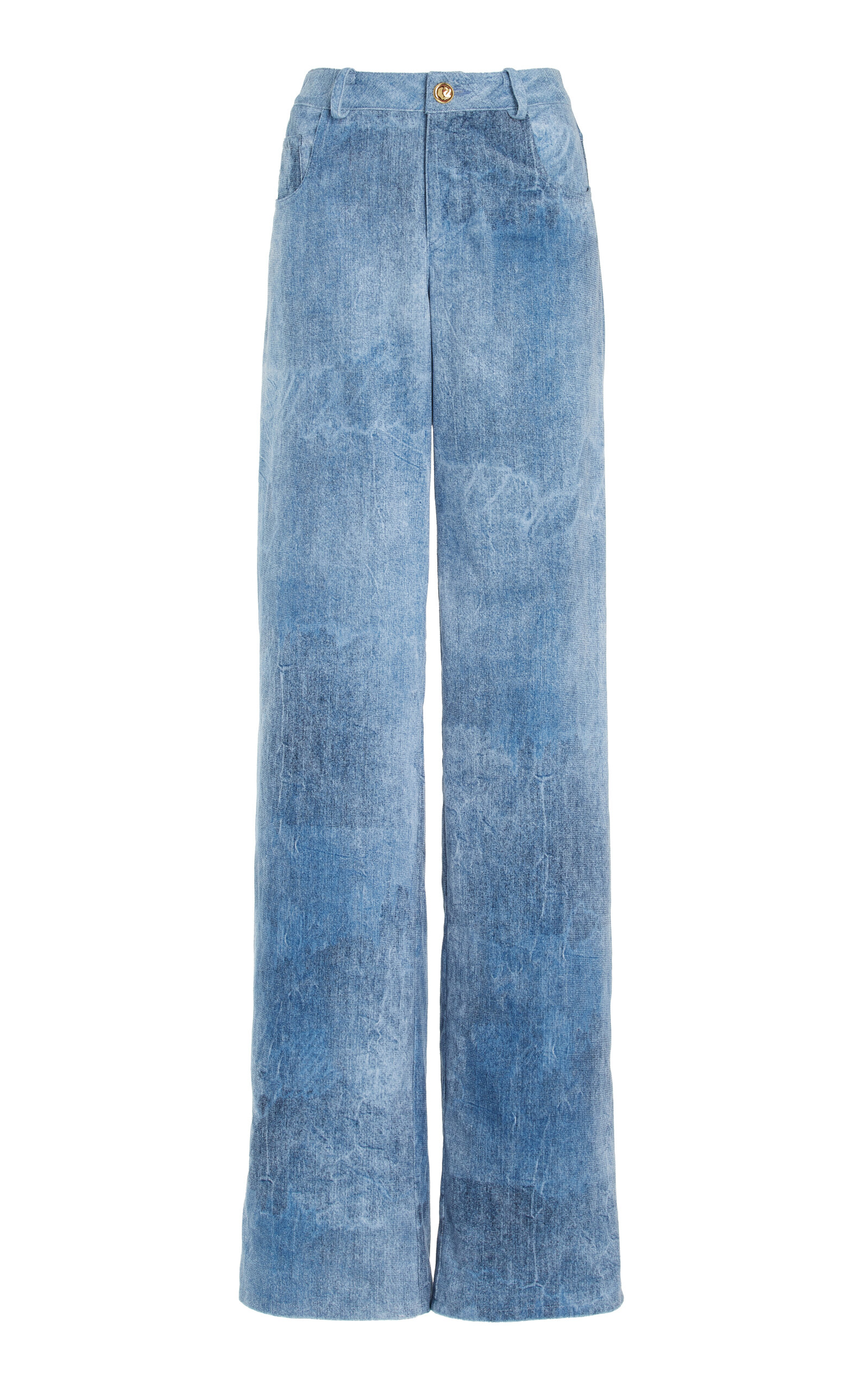 Brandon Maxwell The Reid Velvet Denim Straight-Leg Pants